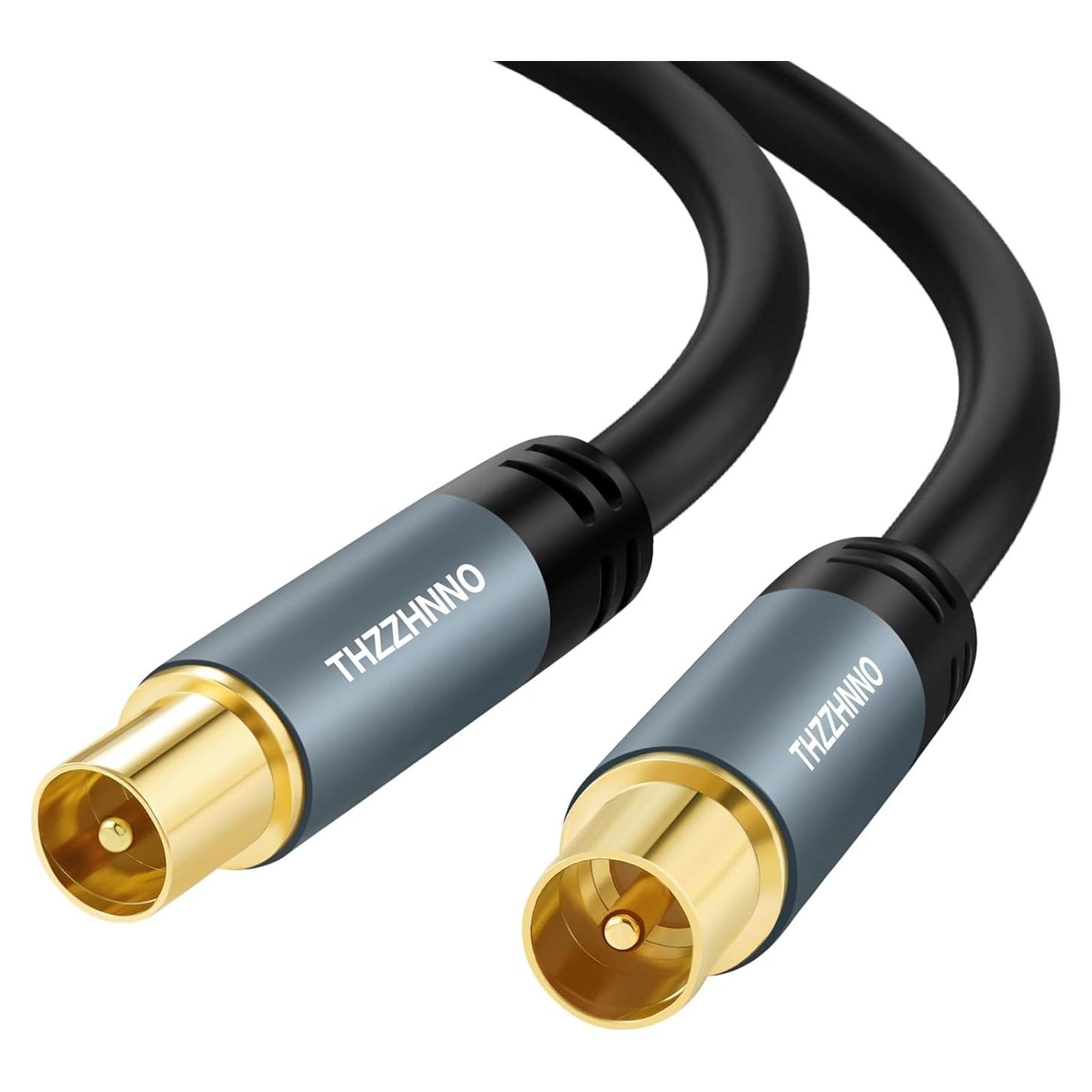 Cable Coaxial RG6 1.0M Zhongben Macho a Macho Baño de Oro