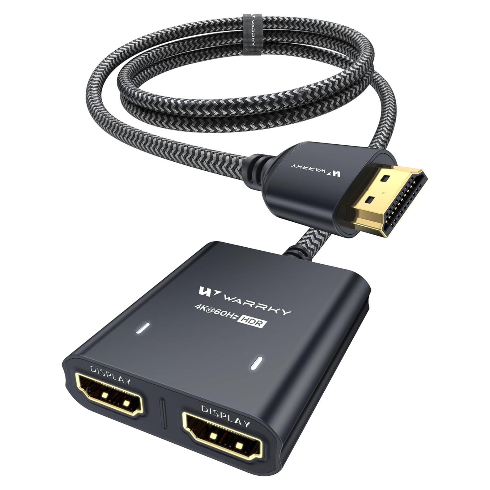 Divisor HDMI 4K WARRKY 1x2 con USB-C y Cable 1m