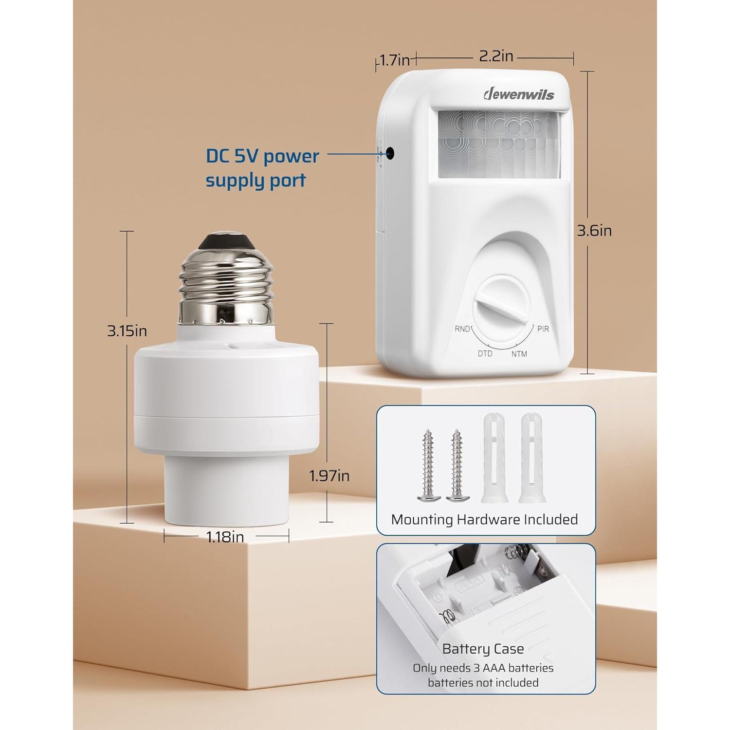 Enchufe de Luz con Sensor de Movimiento Dewenwils E26/E27 120V
