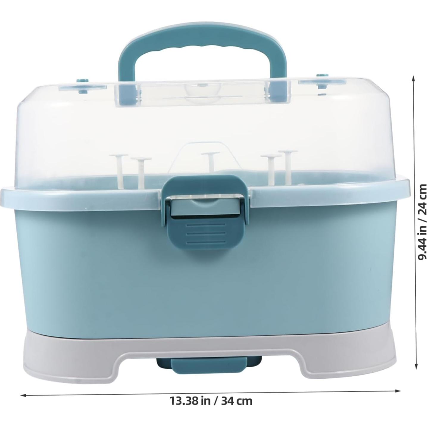 Estante Secar Biberones NUOBESTY Azul con Tapa y Almacenamiento