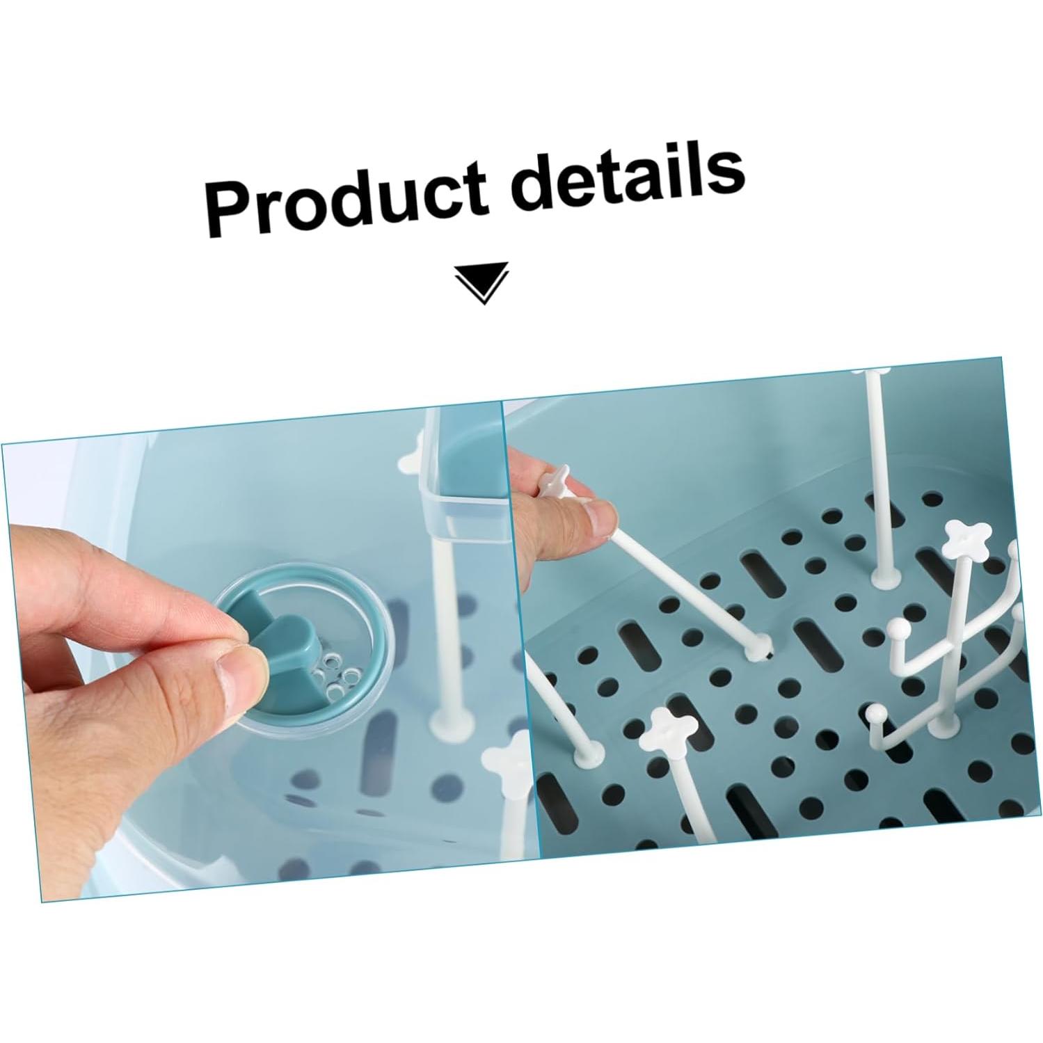 Estante Secar Biberones NUOBESTY Azul con Tapa y Almacenamiento