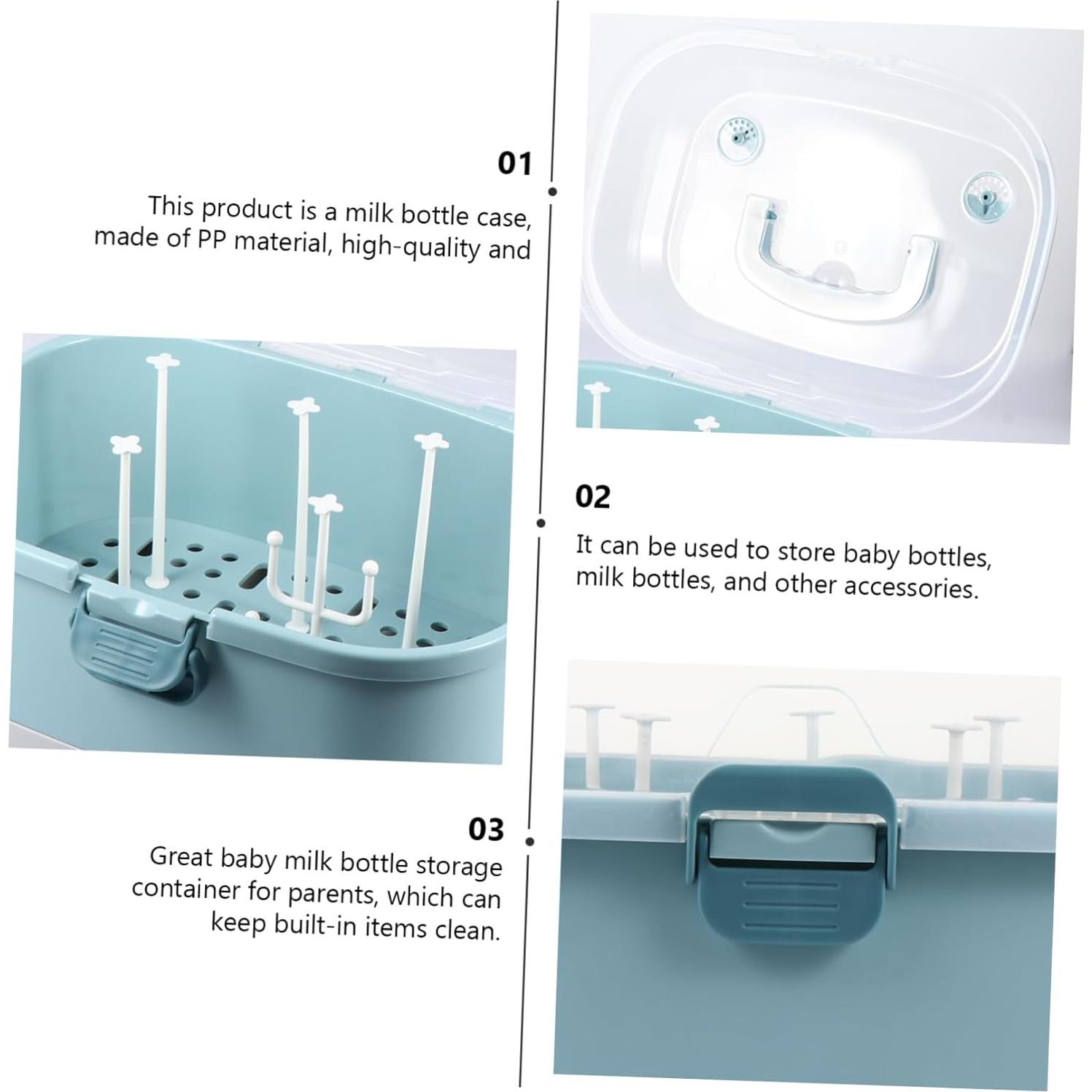 Estante Secar Biberones NUOBESTY Azul con Tapa y Almacenamiento