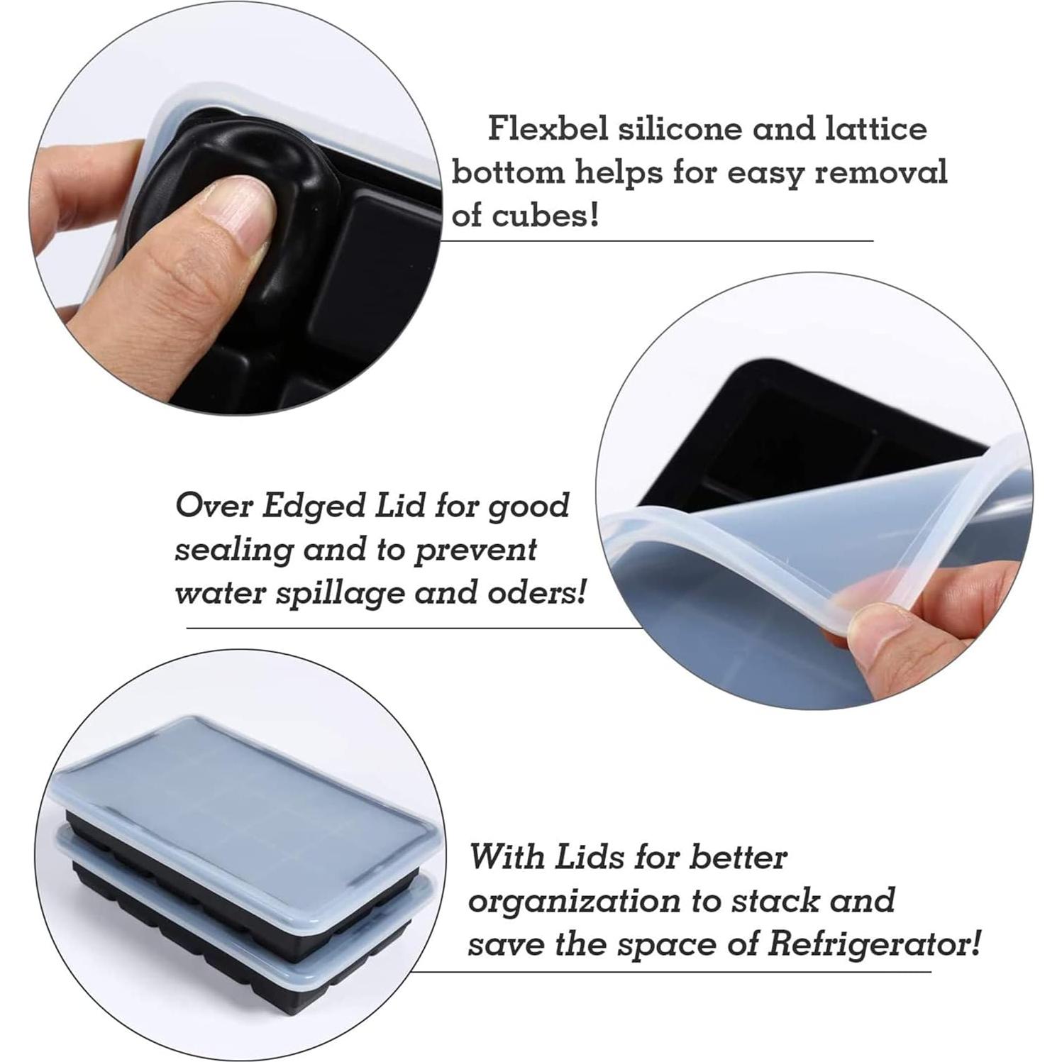 Bandeja de Hielo LessMo 2x15 Cubos Silicona Libre BPA Negra