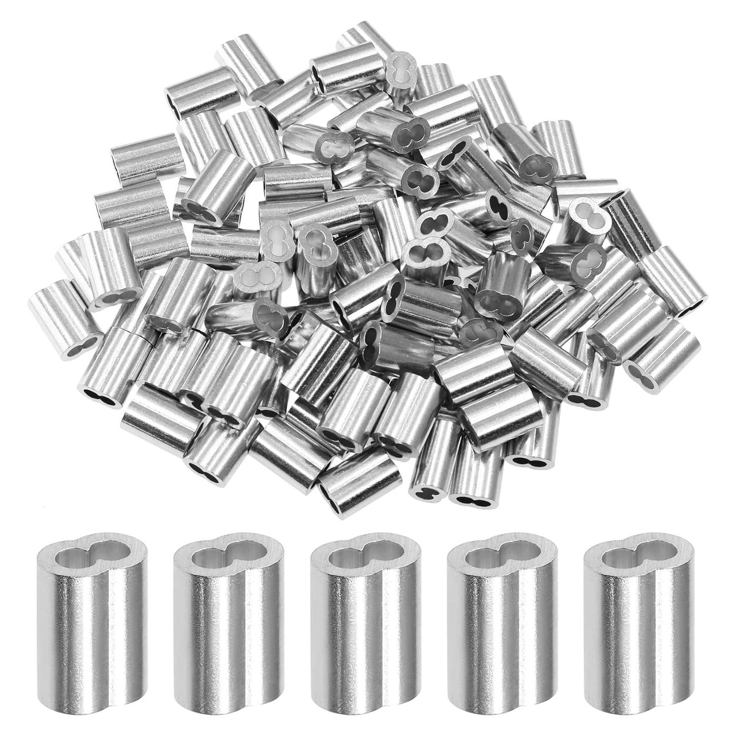 100pcs Manga de Bujes de Aluminio 3mm Doble Orificio PHITUODA