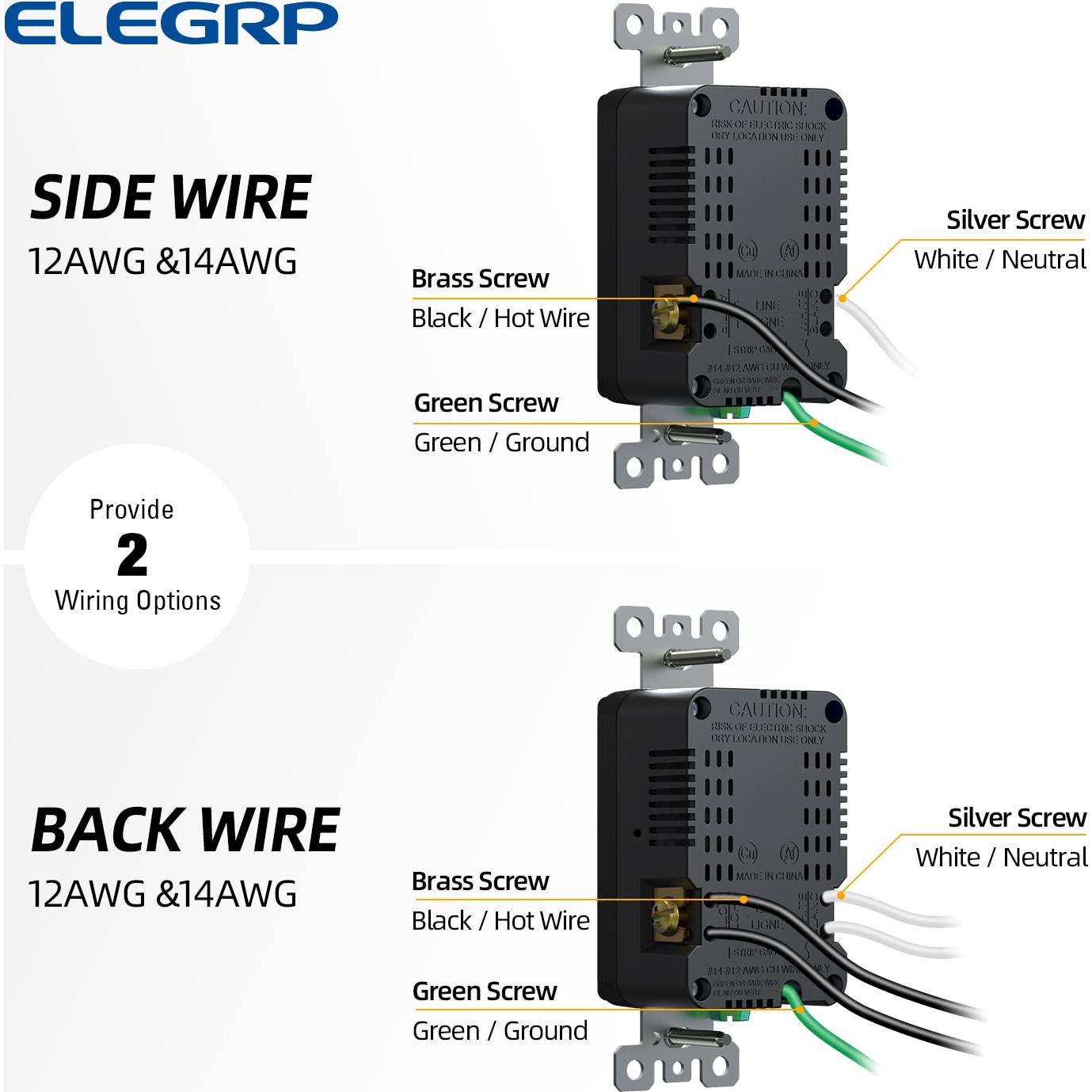 Cargador USB de pared ELEGRP 15A con puertos A y C negro
