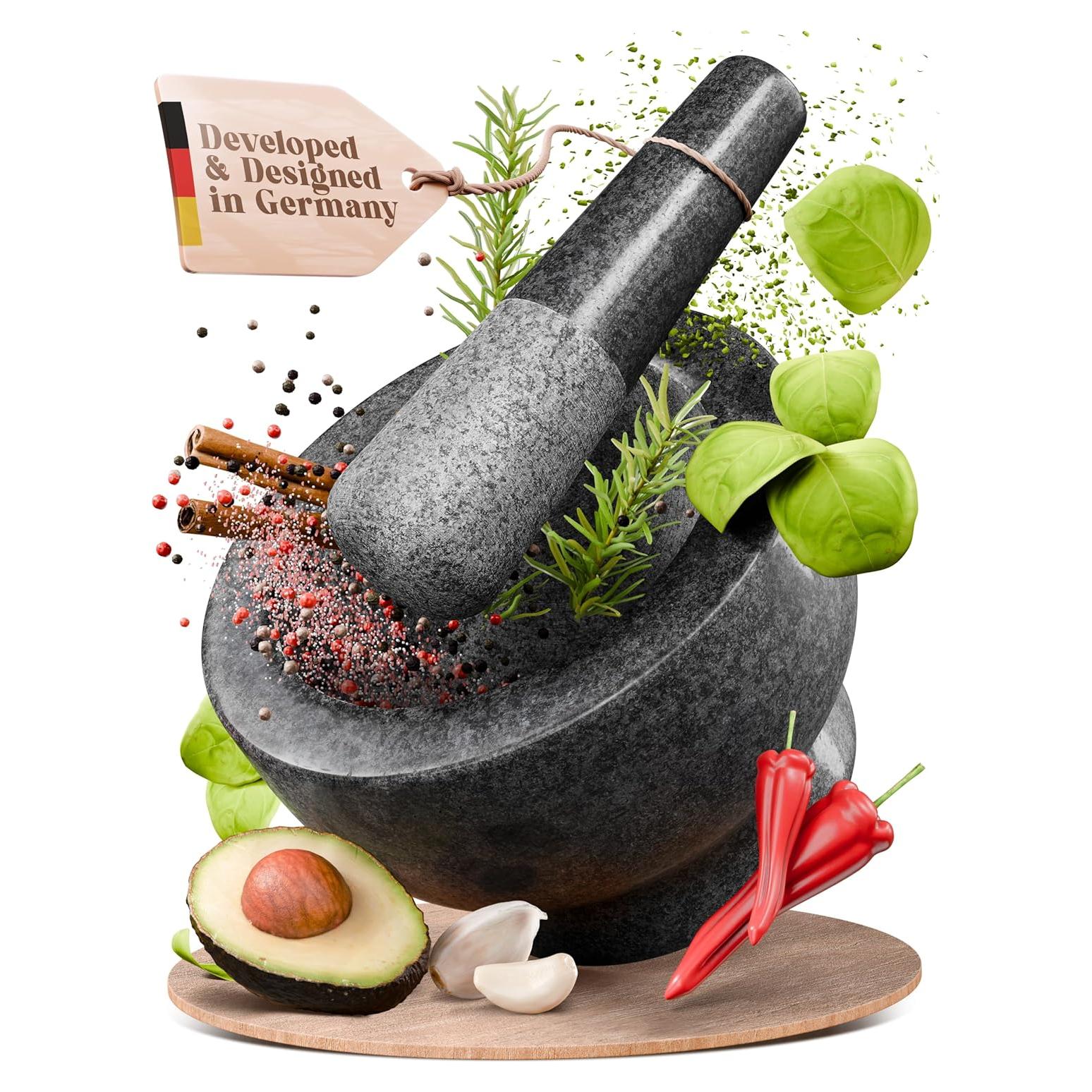 Juego de Mortero y Mano ChefSofi - Granito Negro 1.5 Tazas