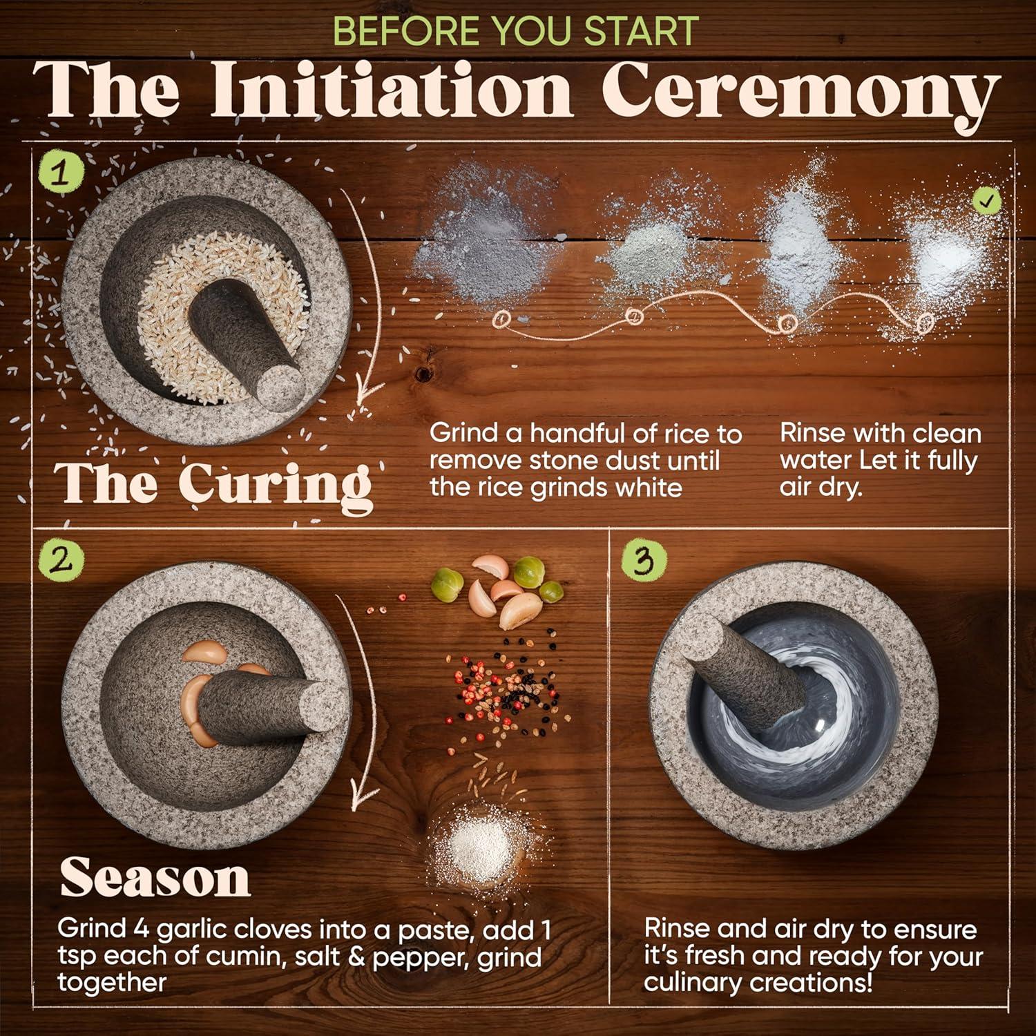 Juego de Mortero y Mano ChefSofi - Granito Negro 1.5 Tazas