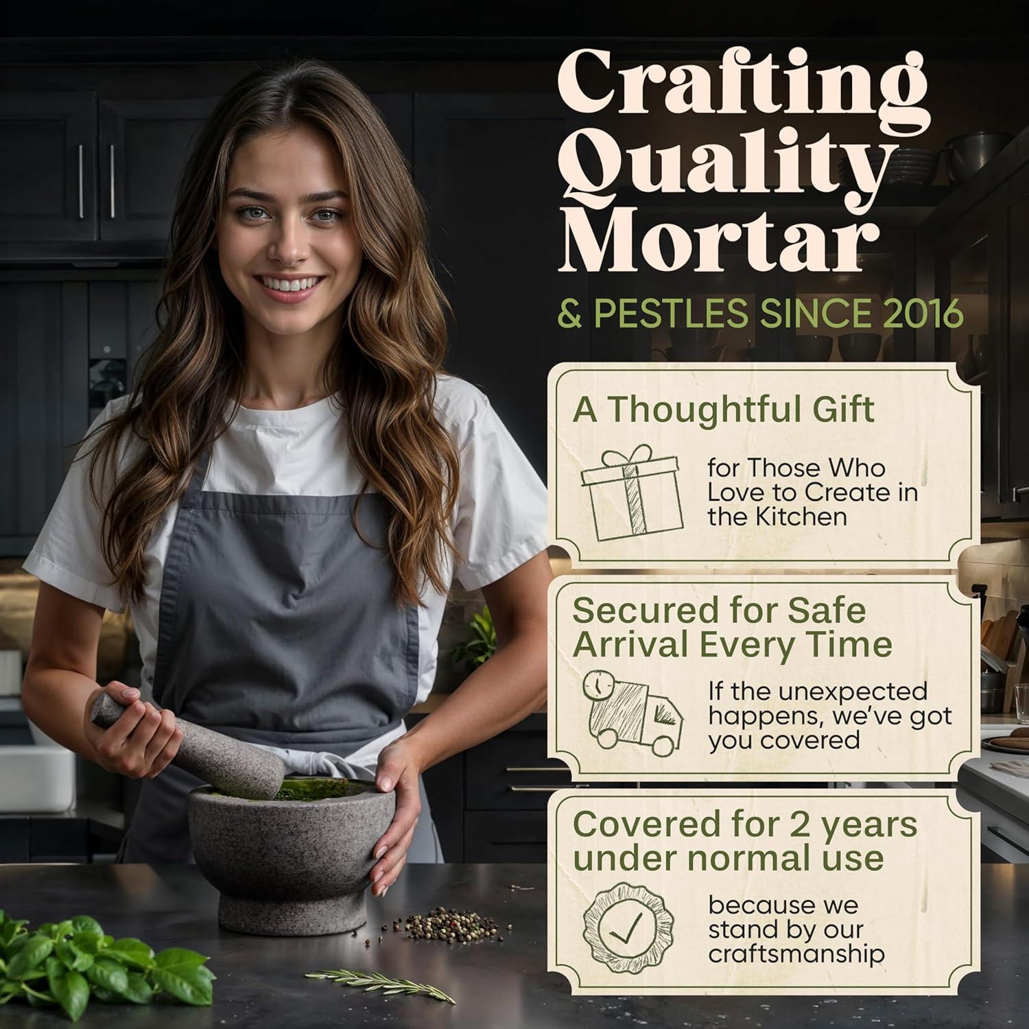 Juego de Mortero y Mano ChefSofi - Granito Negro 1.5 Tazas