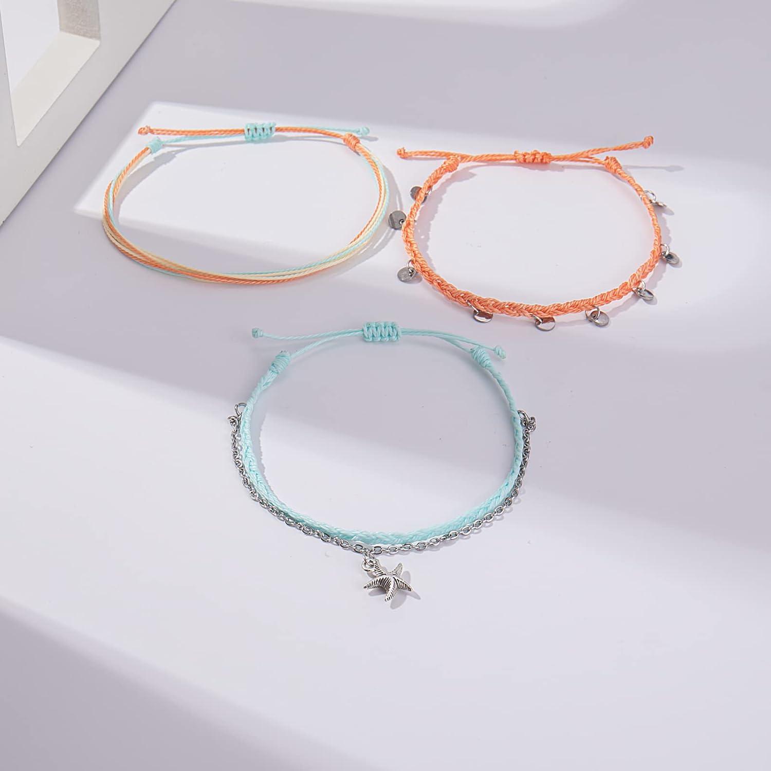 Conjunto de Pulseras de Tobillo Boho Impermeables Coral