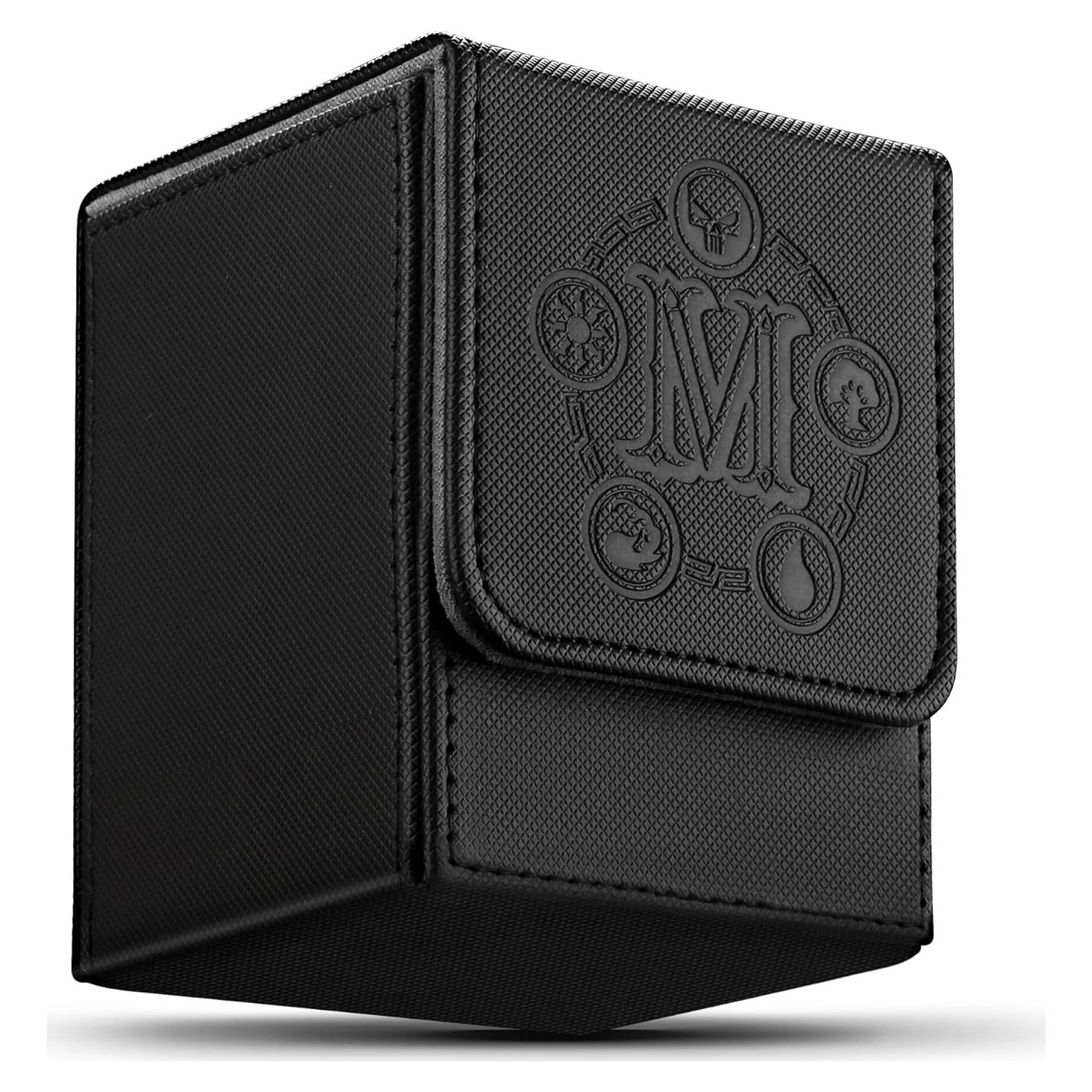 Caja de Barajas TCGUARD para 100 Cartas - Cuero Sintético Negro