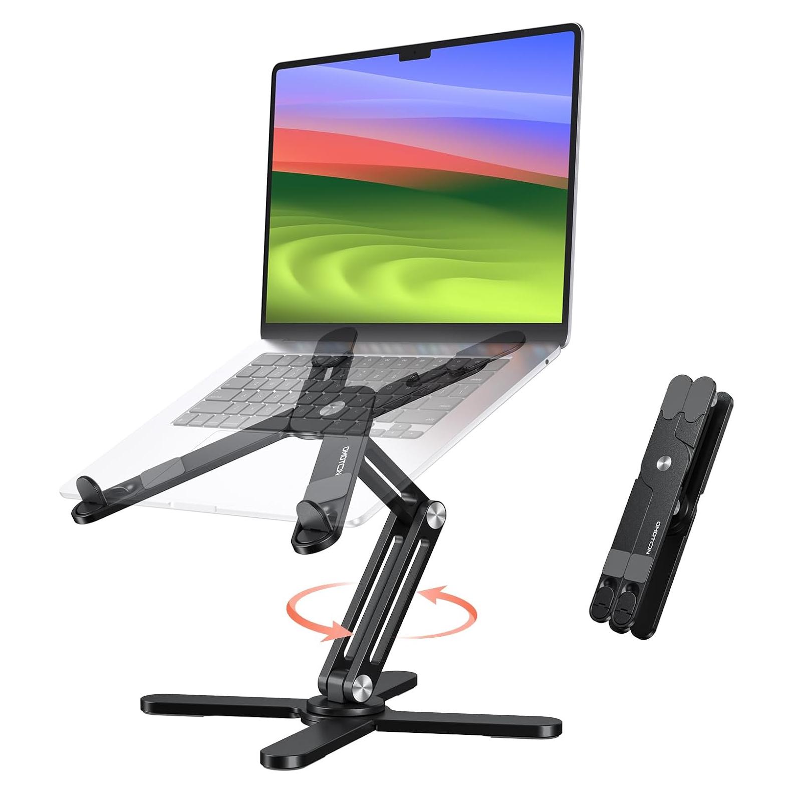 Soporte para Laptop OMOTON Rotatorio 360° Ergonómico Negro