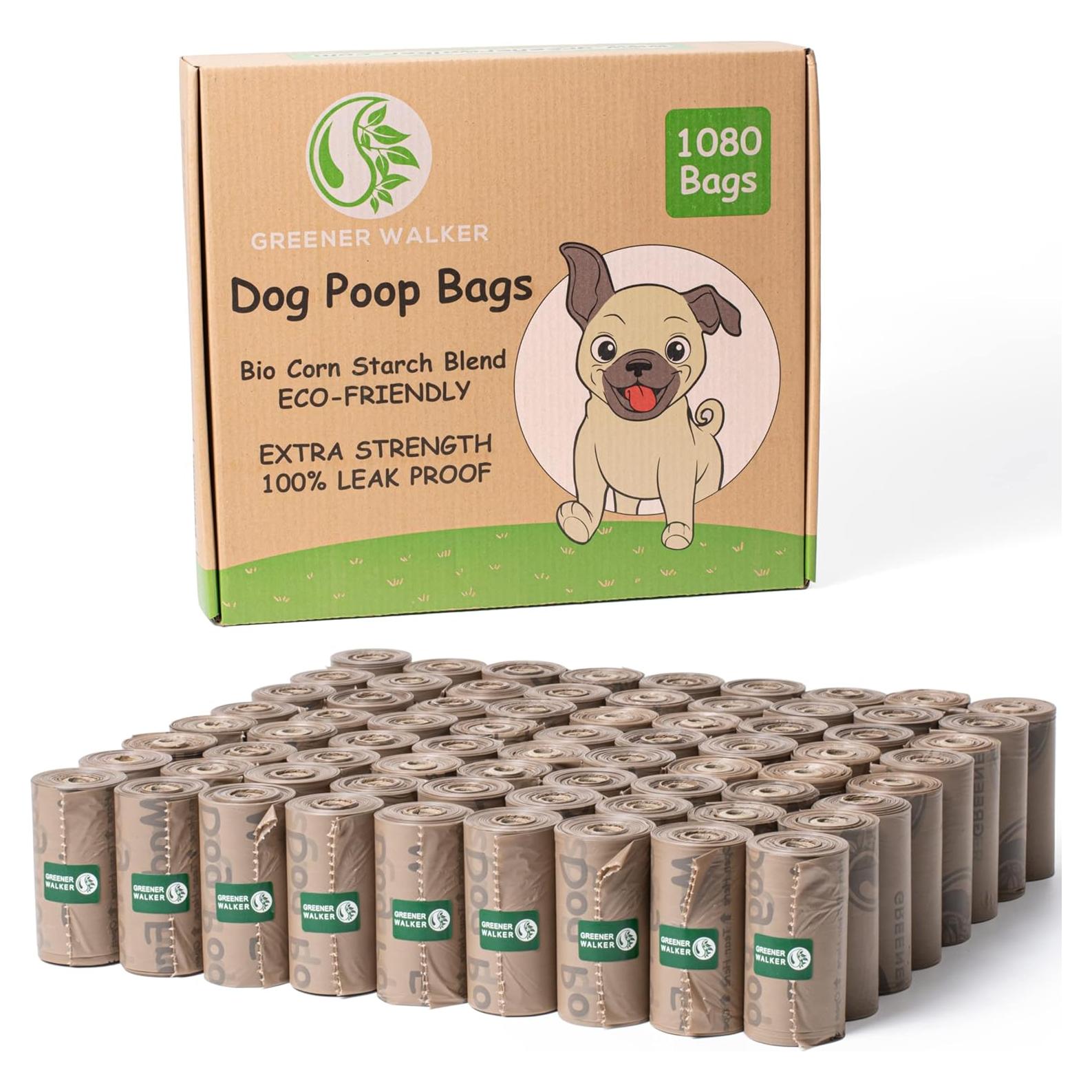 Bolsas para Excremento de Perro Greener Walker - 1080 Unidades Extra Gruesas y a Prueba de Fugas