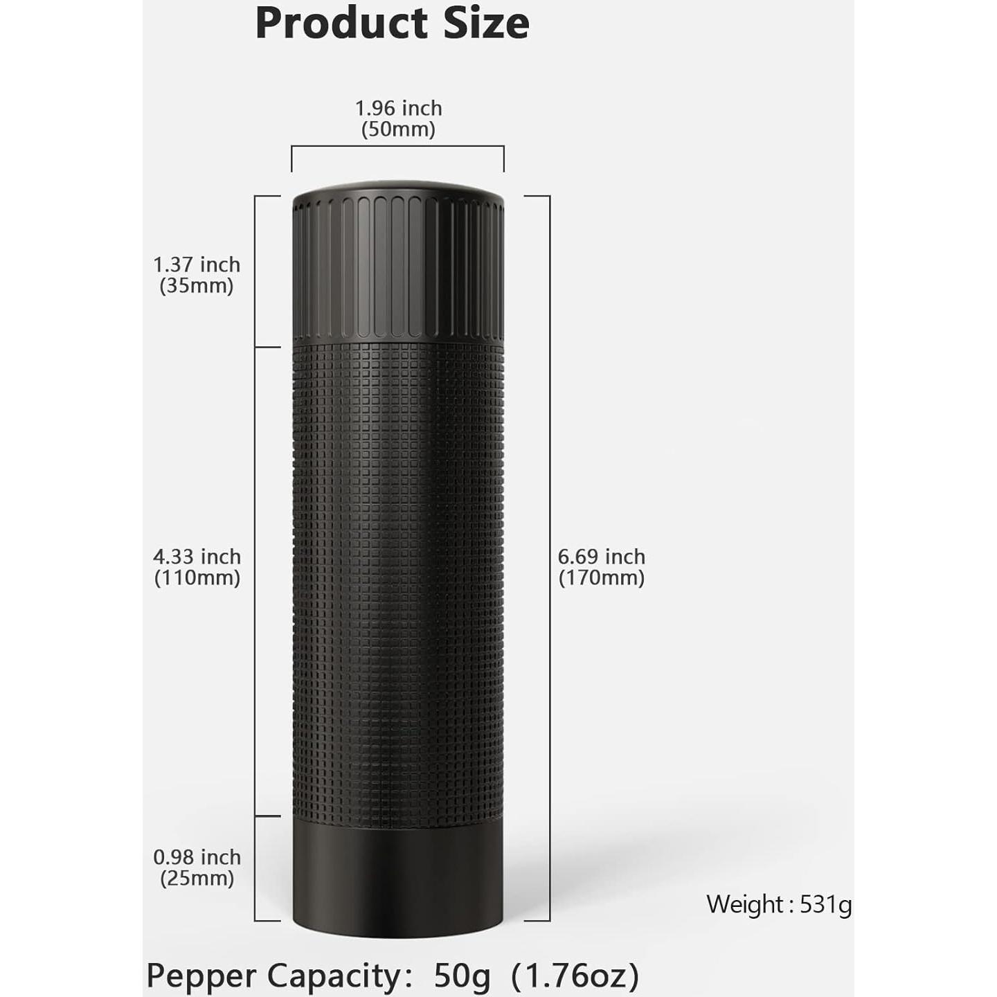 Molino de Pimienta Manual Luvan de Aluminio 50g Ajustable