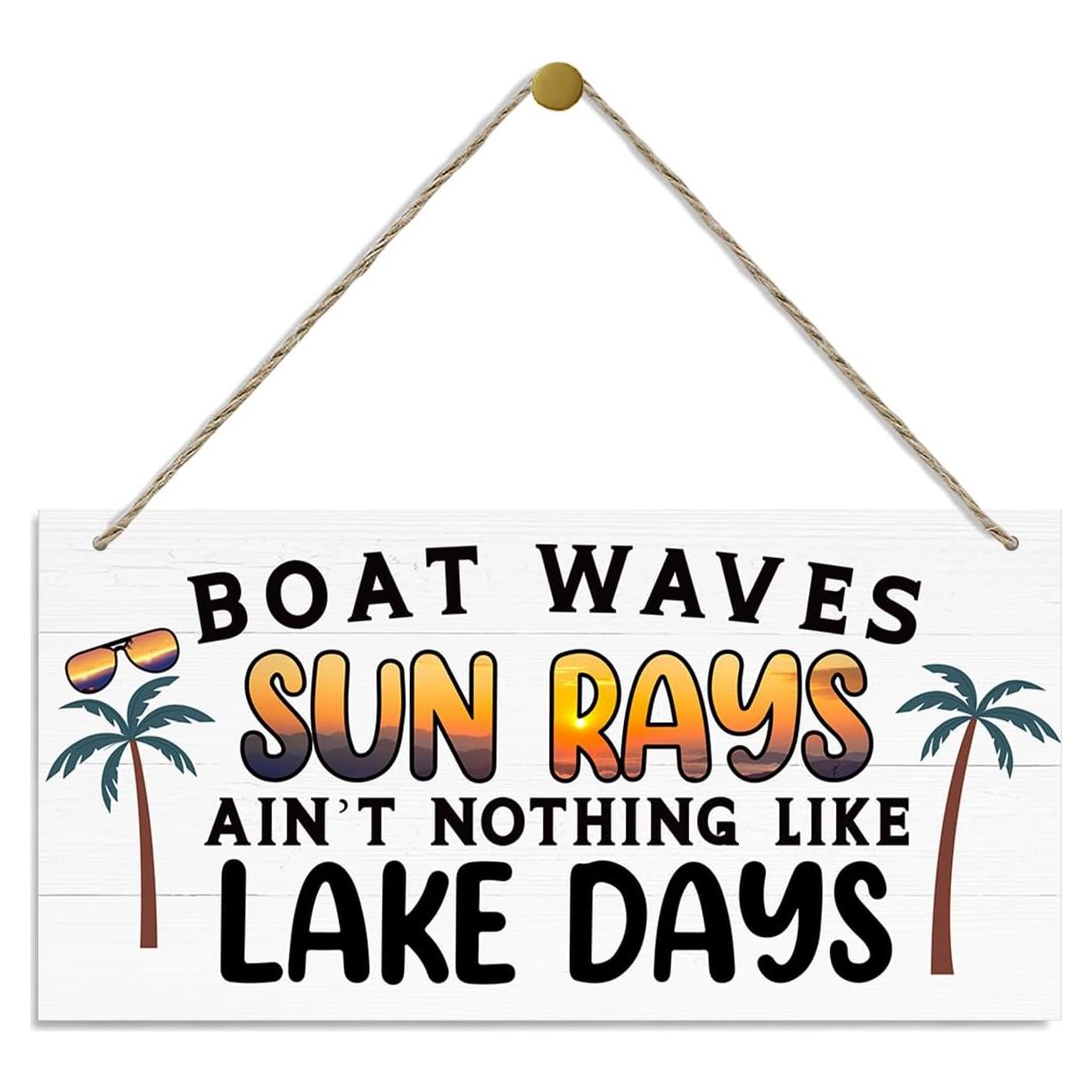 Placa de Madera Colgante Decorativa QTGTIR 30x15cm Olas de Barco