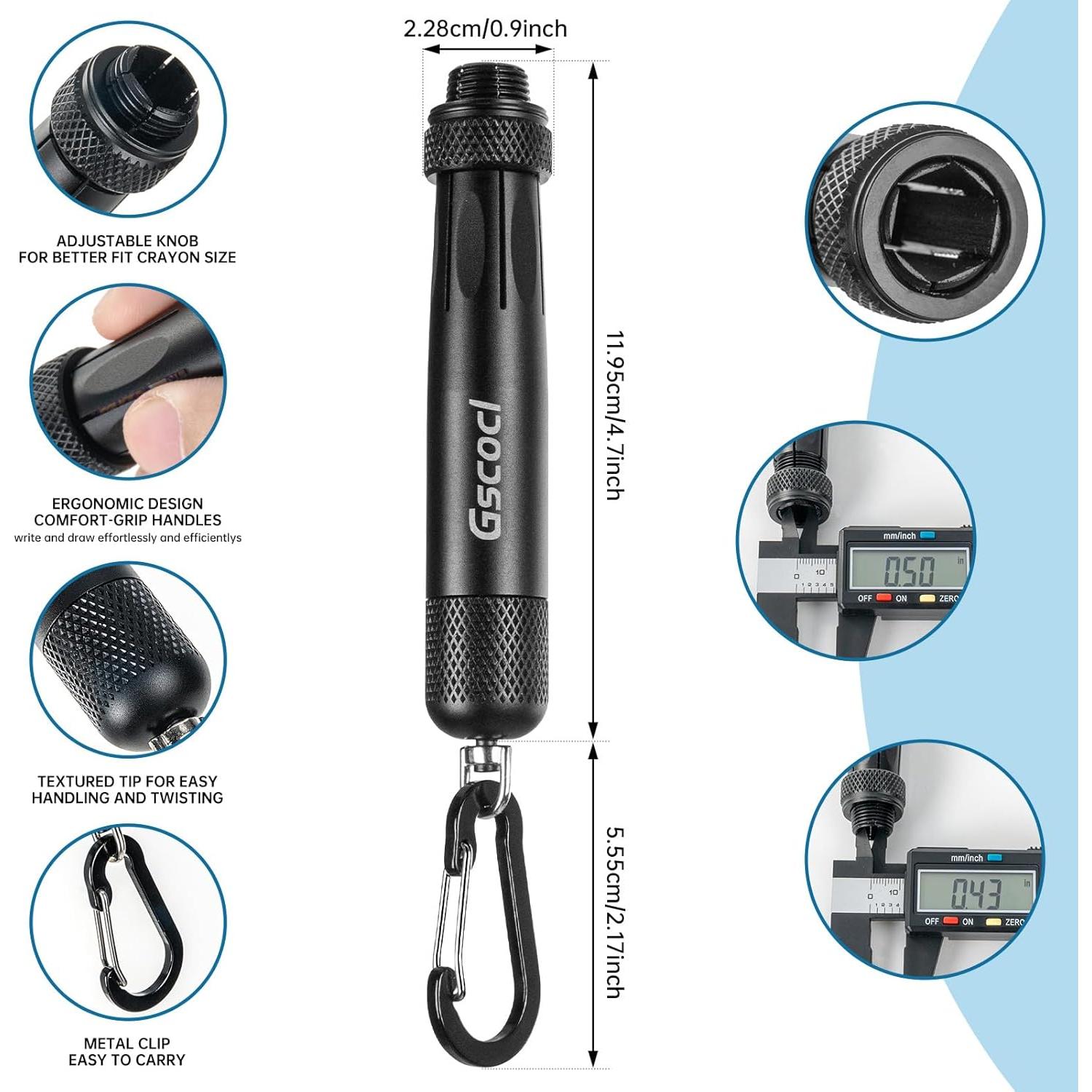 Soporte de Crayón de Aluminio Gscocl Negro para Crayones 1.27 cm