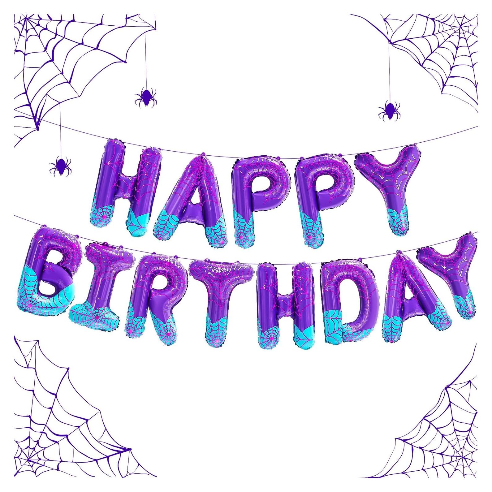 Decoración de Cumpleaños Spider Girl FANGBBO con Globos Morado