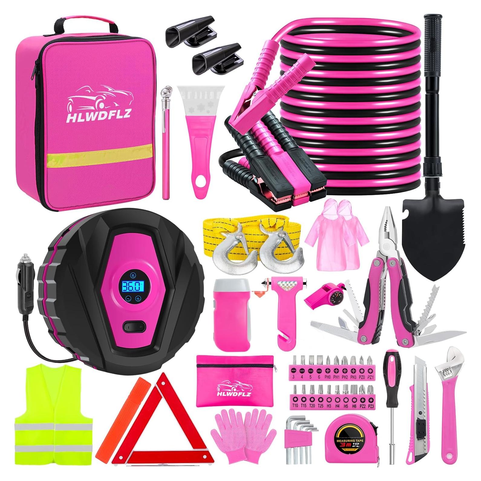 Kit de Emergencia para Automóviles HLWDFLZ 75 Piezas Rosa