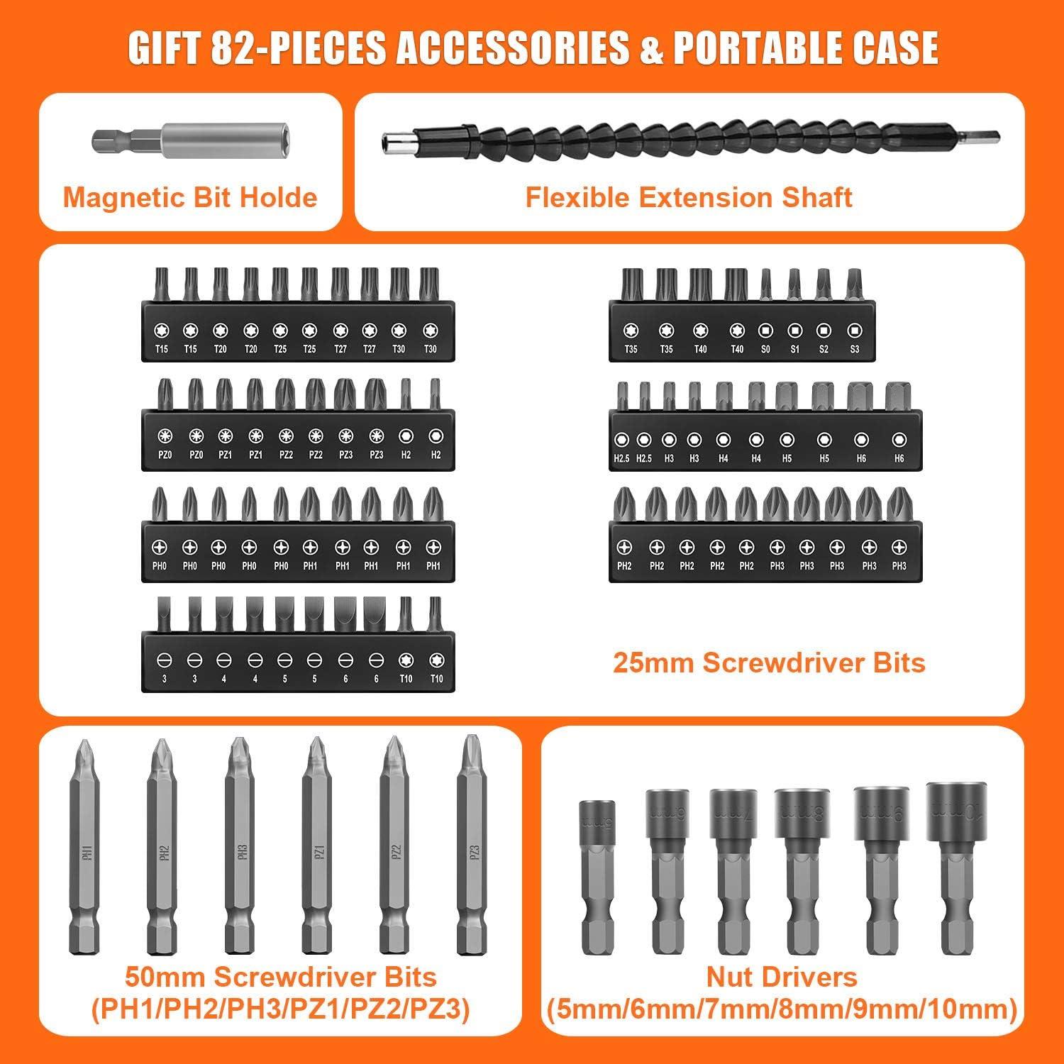 Destornillador Inalámbrico ENERTWIST 8V 10Nm 82 Accesorios