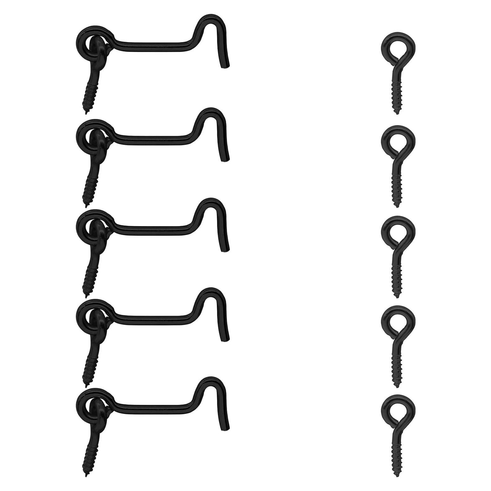 Gancho de Pestillo de Puerta Litoexpe 5 Pcs Acero Carbono Negro