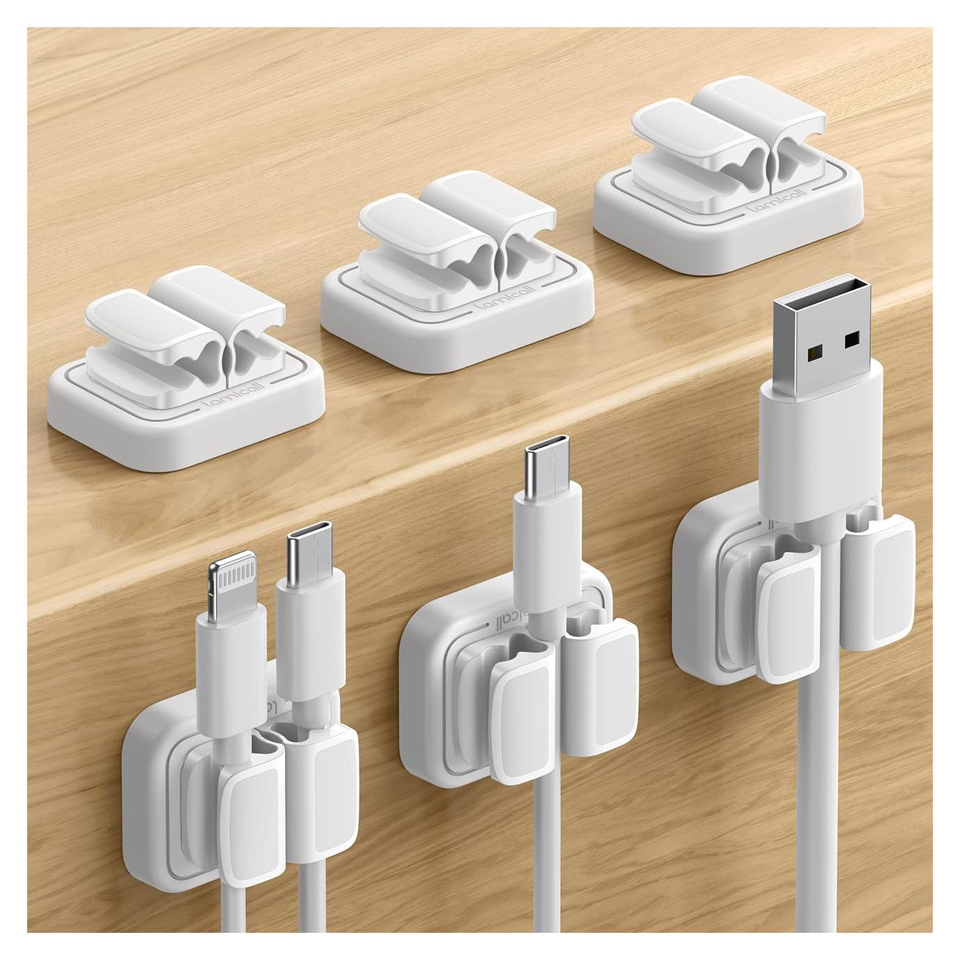 Organizador de Cables 6 Pack Lamicall Clips Adhesivos Blancos