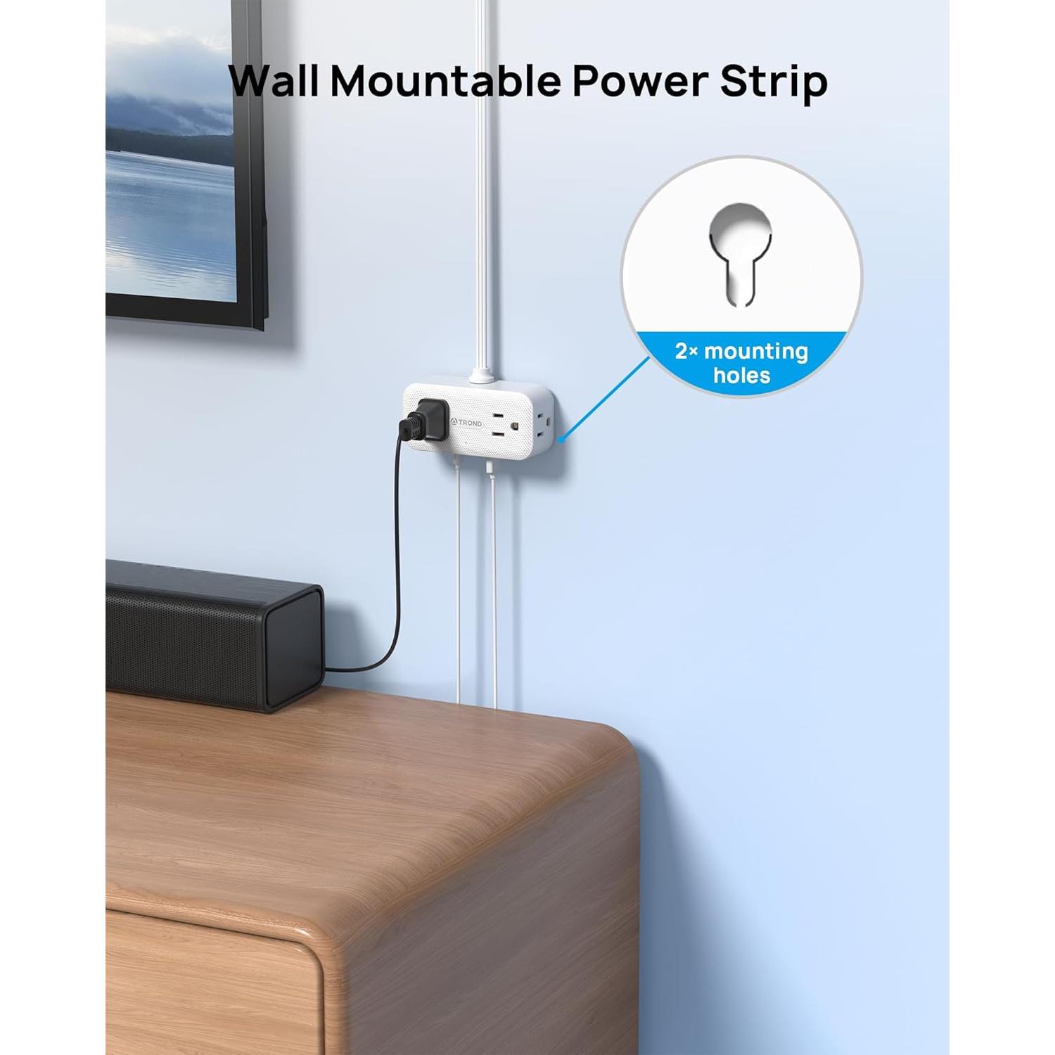 Regleta TROND 5FT con 4 USB y Protección 900J - Enchufe Rotatorio