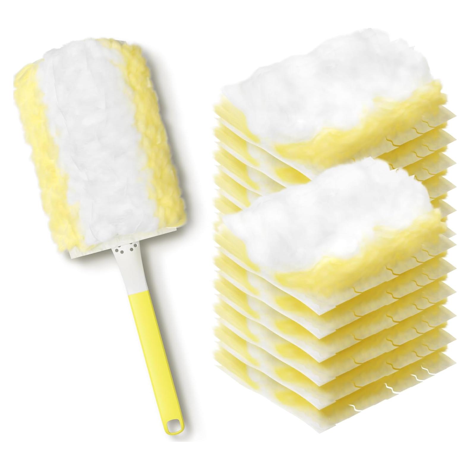 Plumero Desechable JOYMOOP Amarillo con 12 Recargas Microfibra