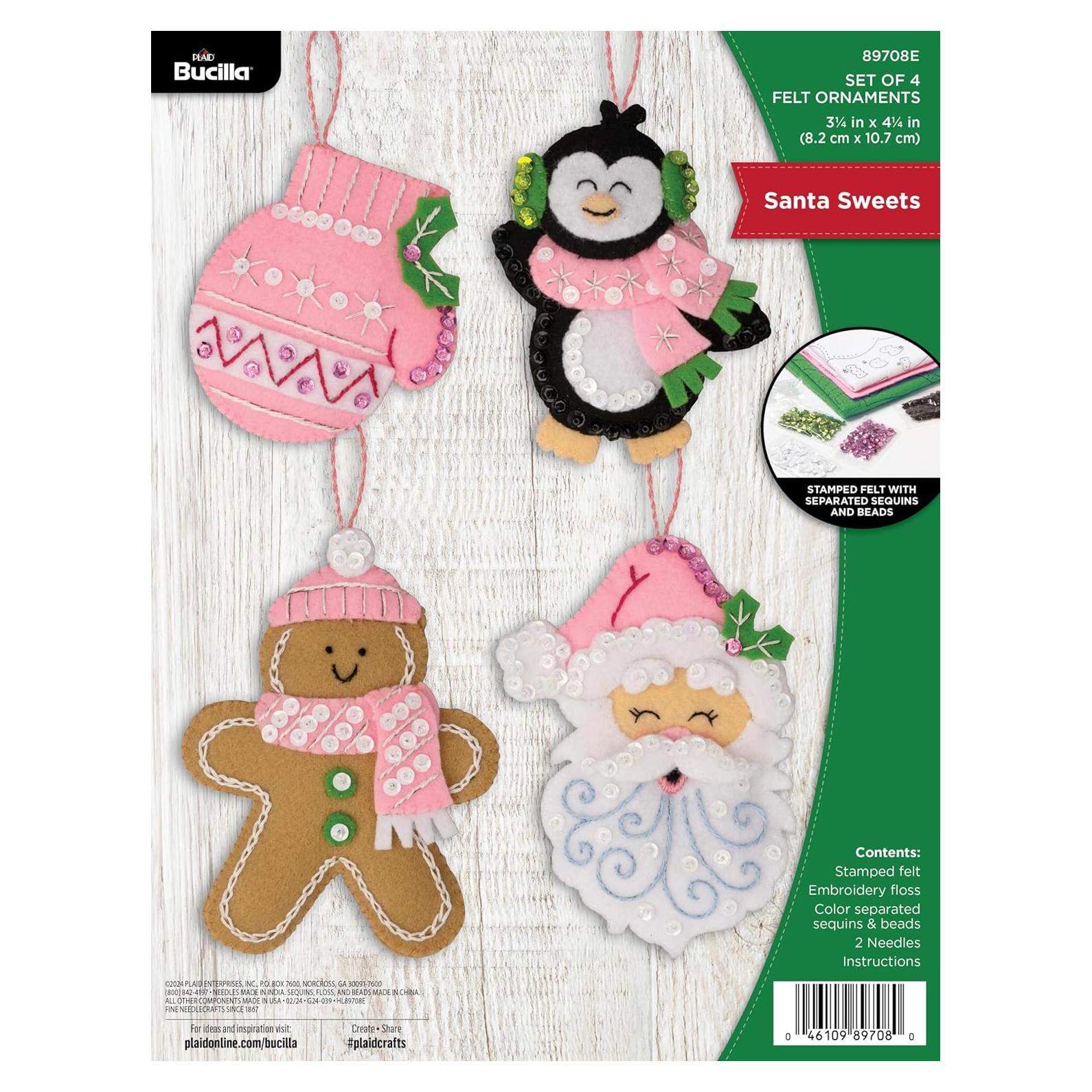 Kit de Ornamentación de Fieltro Bucilla 4 Piezas Navidad