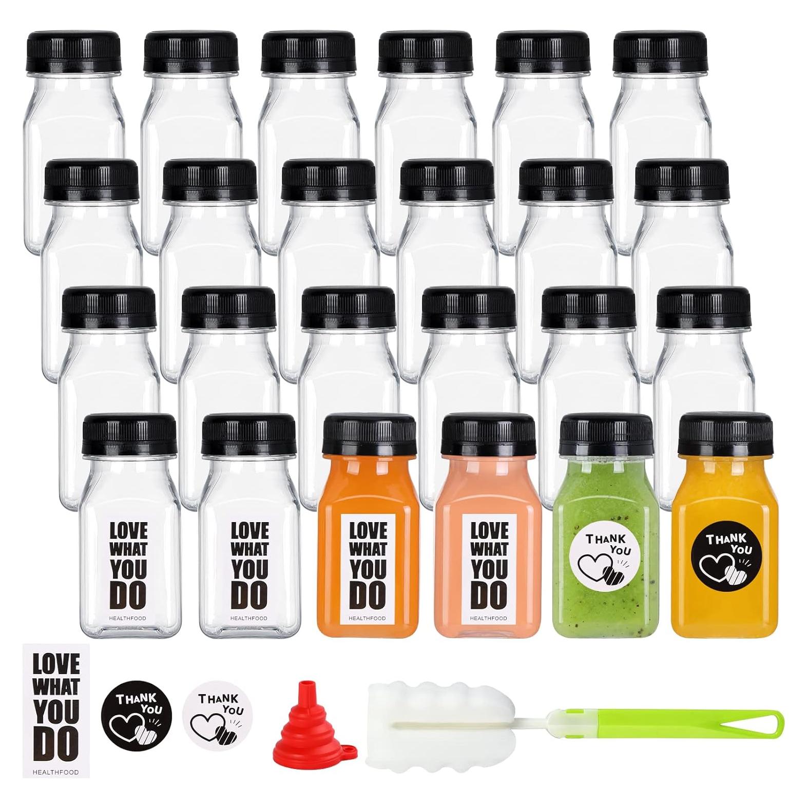 Paquete de 24 botellas de plástico PET 120 ml con tapas a prueba de fugas