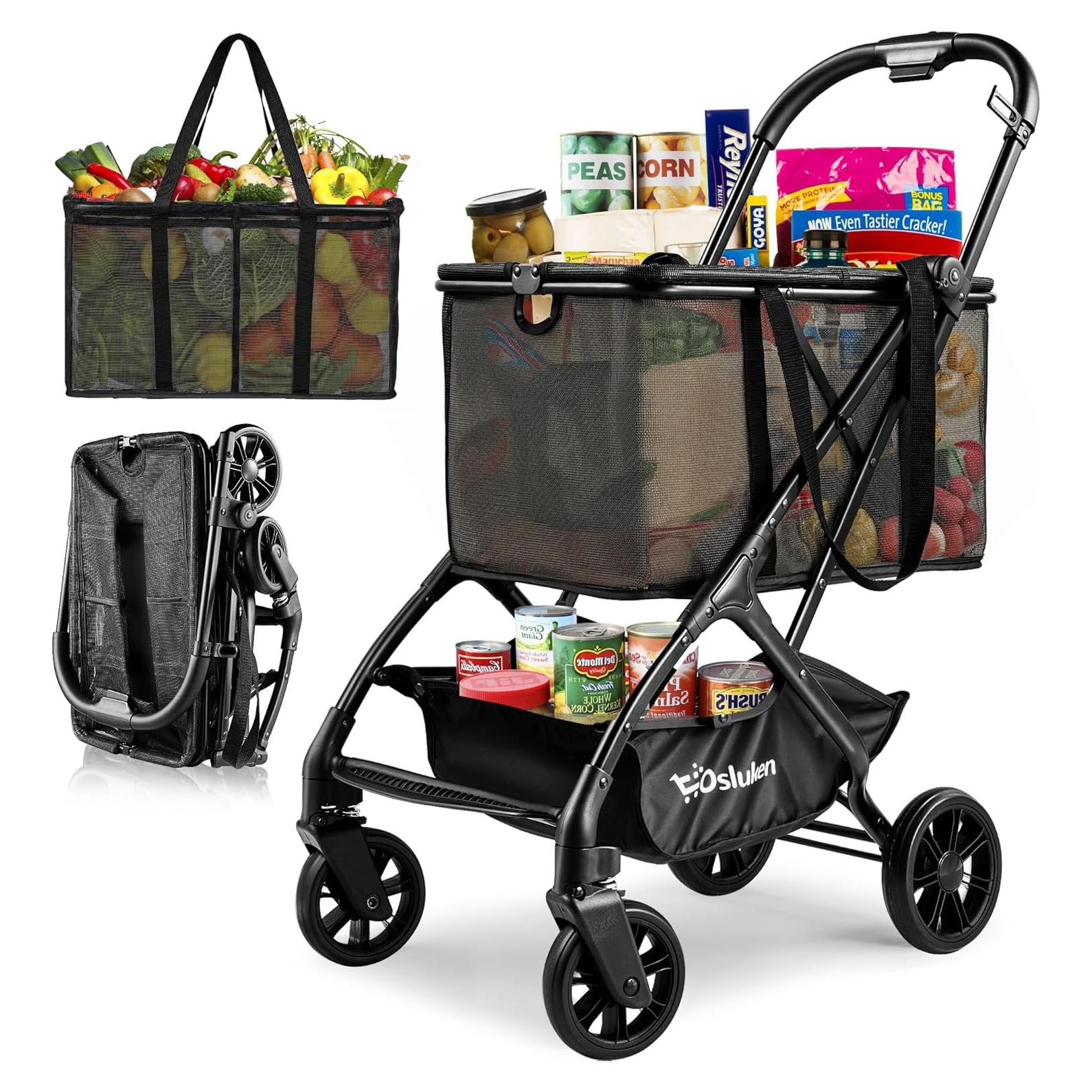Carrito de Compras Plegable Keoslpy 34 kg con Ruedas Giratorias