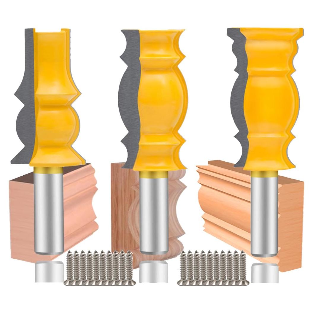 Juego de Brocas de Router TAIWAIN 1/2" Mango 3 Piezas Carburo