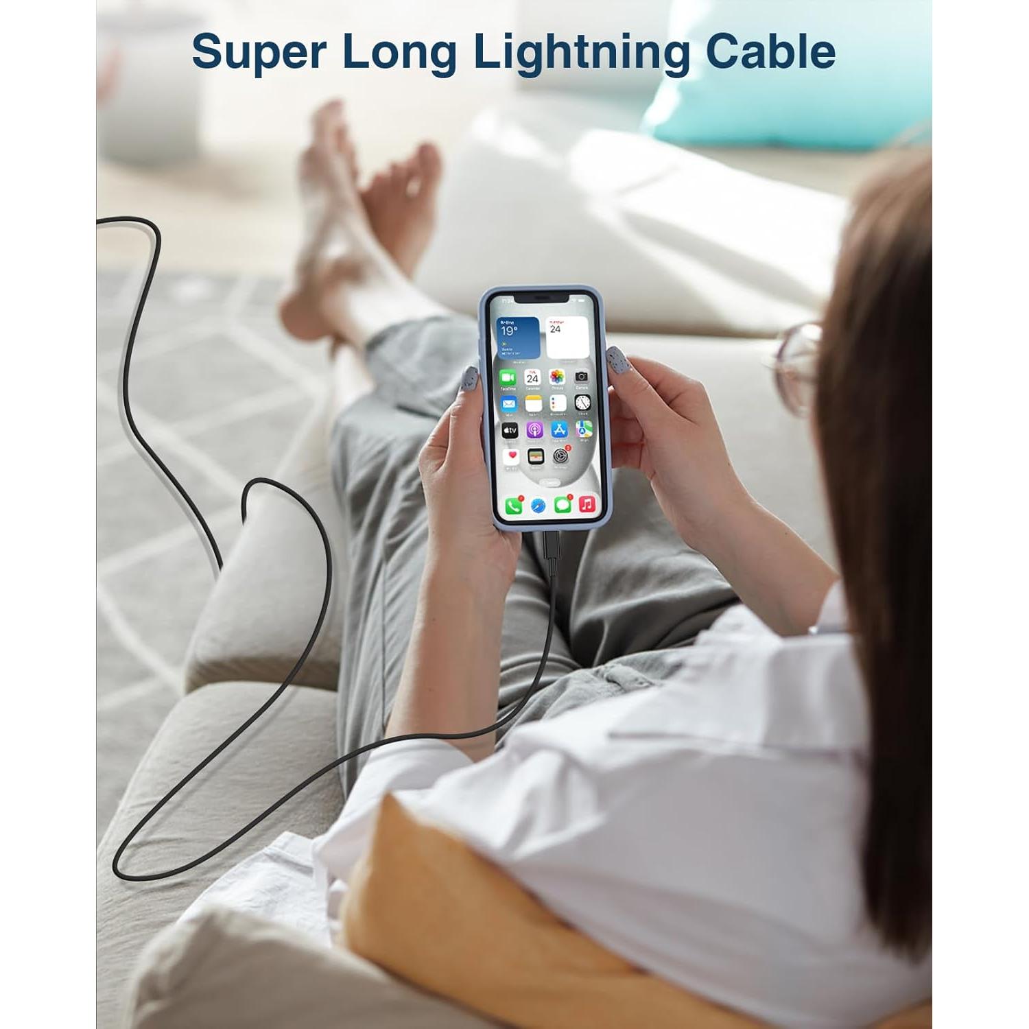 Cable de Carga Lightning QZVOO 2Pack 3FT Negro MFi