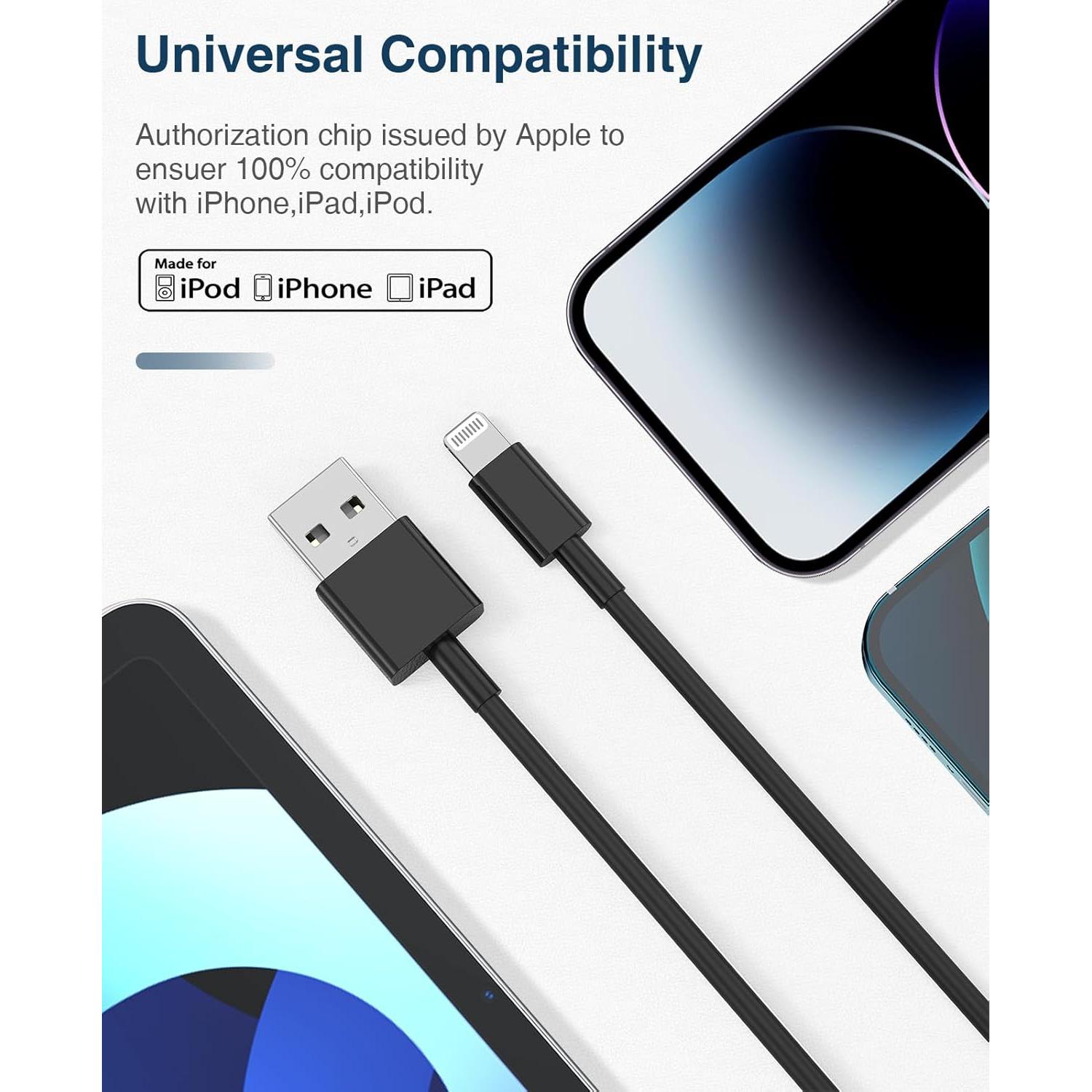 Cable de Carga Lightning QZVOO 2Pack 3FT Negro MFi