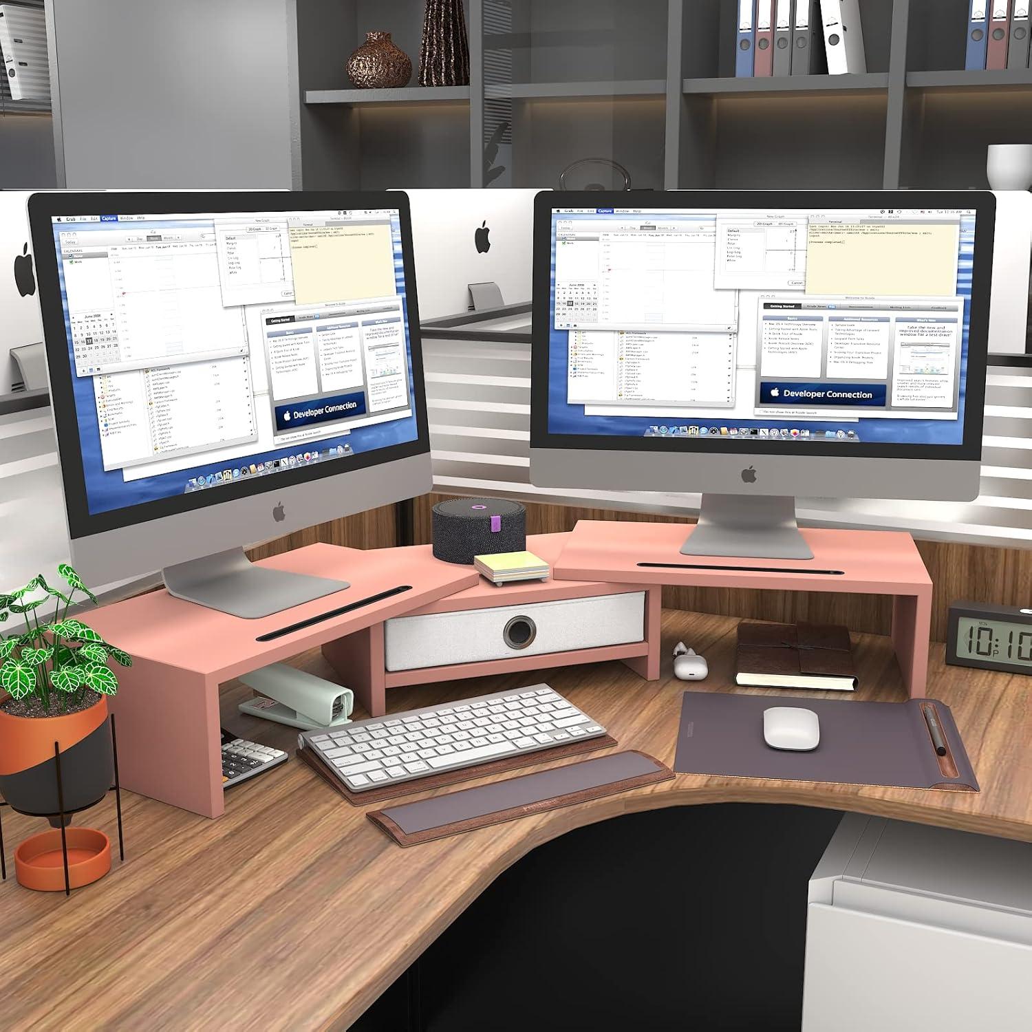 Soporte Doble para Monitores WESTREE Ajustable 3 Estantes Blanco