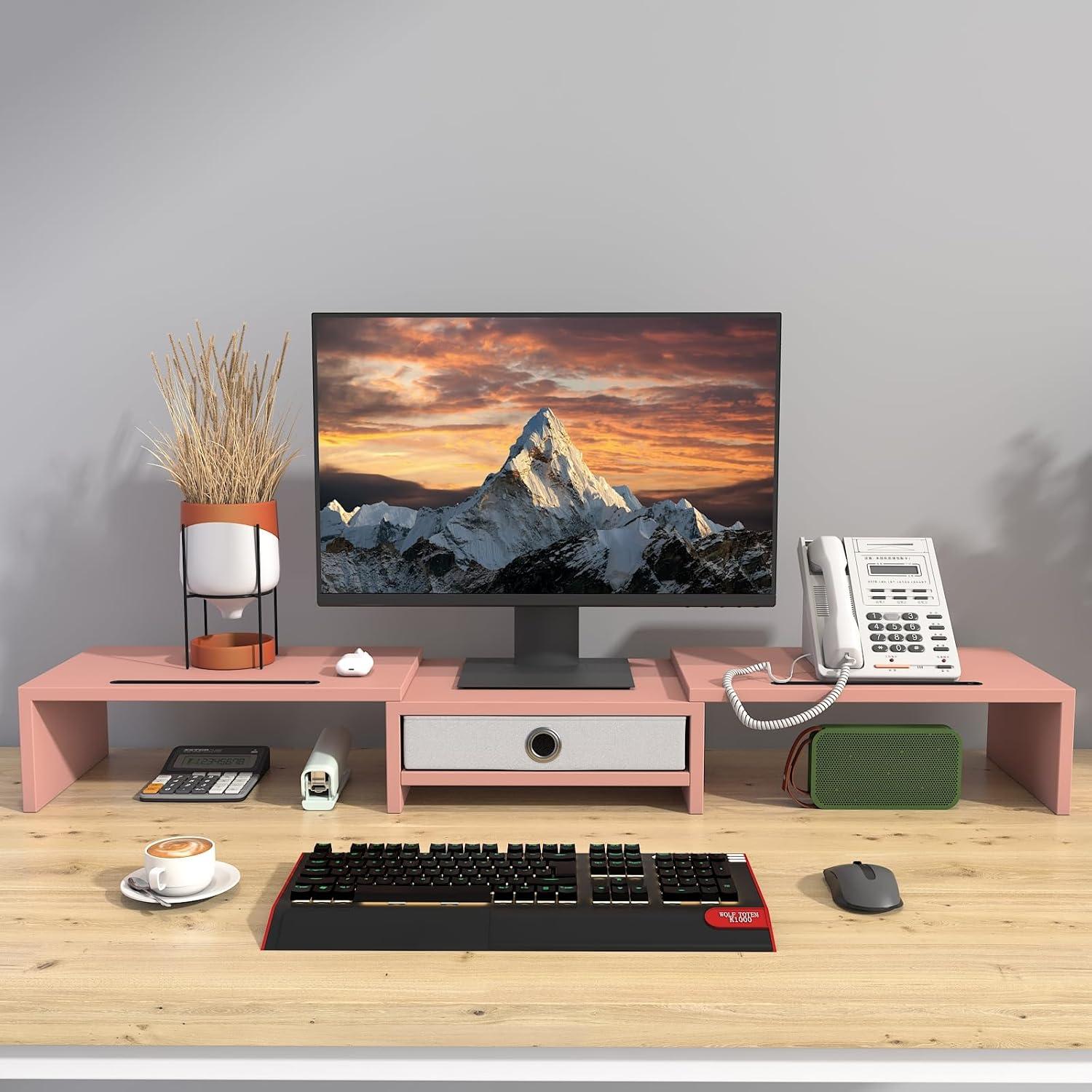 Soporte Doble para Monitores WESTREE Ajustable 3 Estantes Blanco