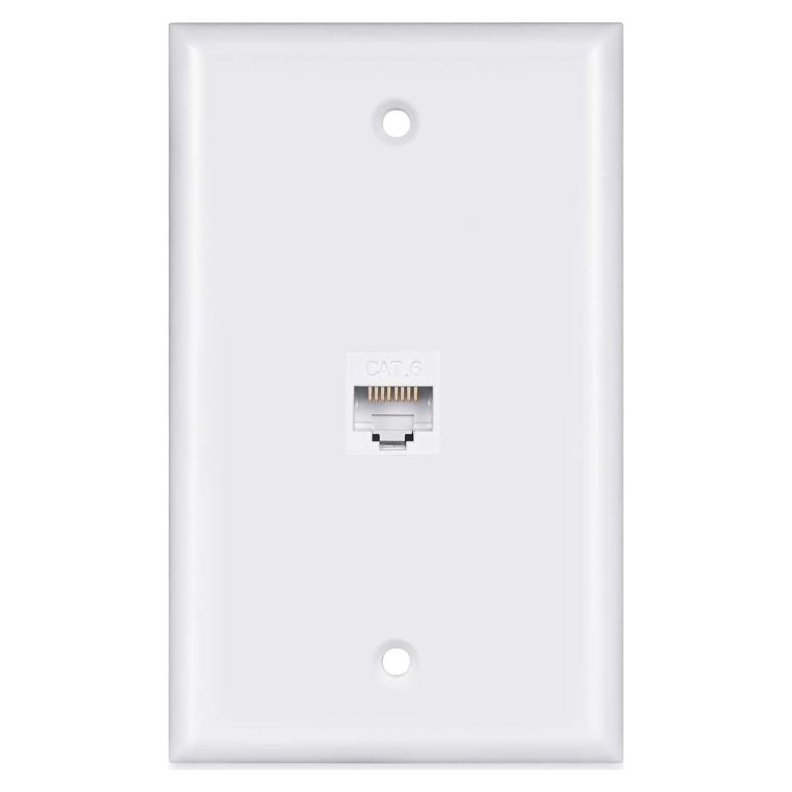 Placa de Pared Ethernet Cat6 Hembra a Hembra Phizli Blanca