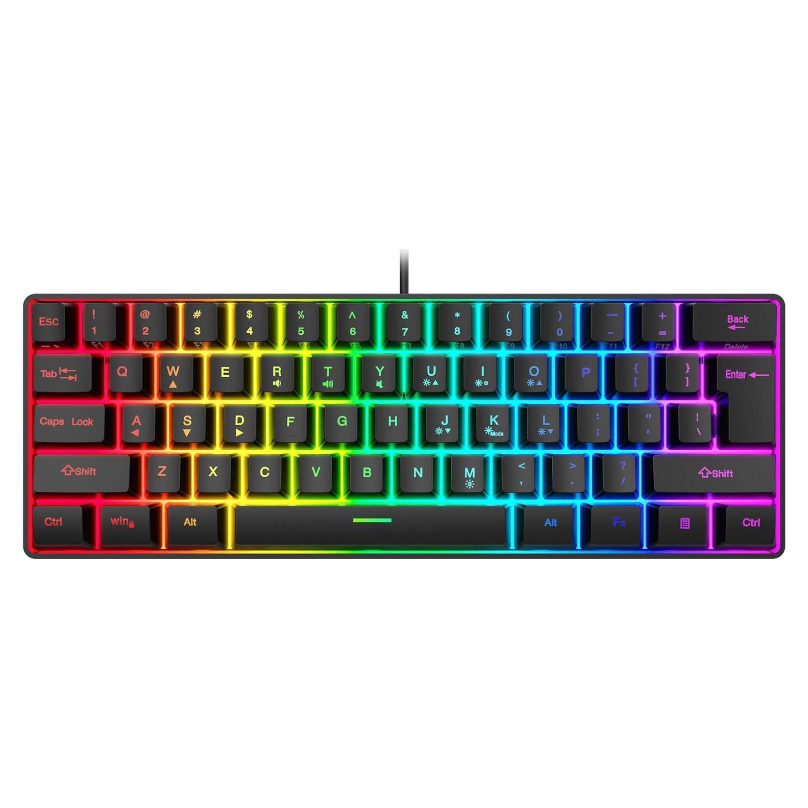 Teclado Gaming Snpurdiri 60% RGB Compacto para PC/Mac
