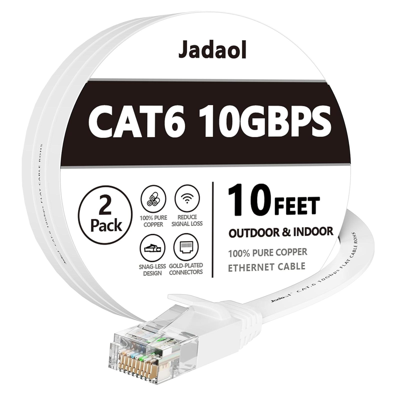Cable Ethernet Jadaol Cat 6 3m 2Pack Blanco Alta Velocidad