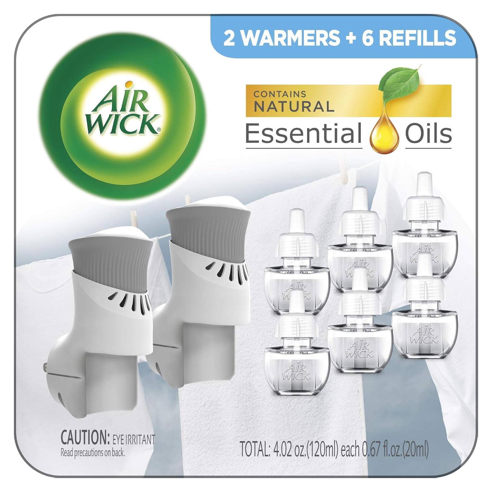 Kit de Aceite Aromatizante Air Wick 2 Calentadores + 6 Recargas Ropa Fresca