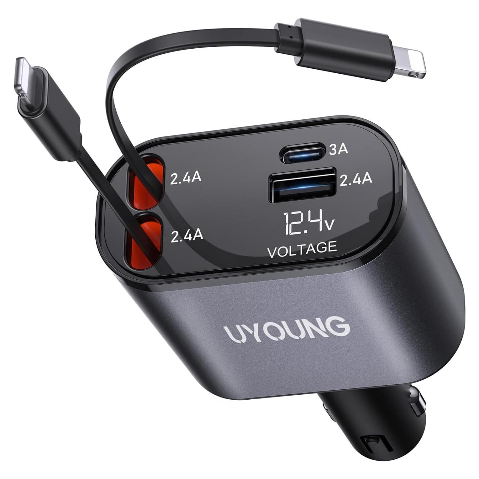 Cargador de Coche Rápido 20W Shiyue con 2 Cables Lightning 80cm