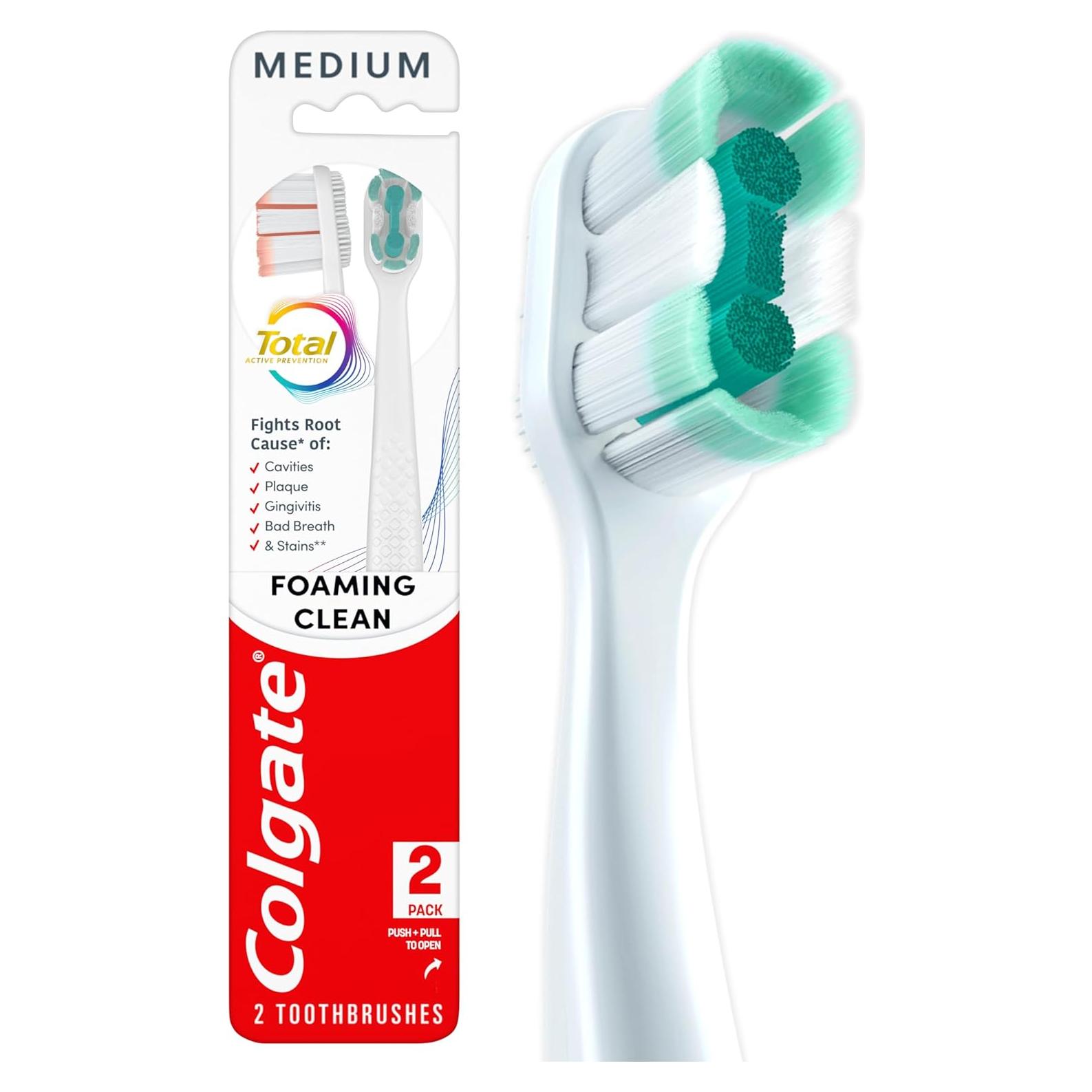 Cepillos de Dientes Colgate Total Prevención Activa Mediano - Paquete de 2