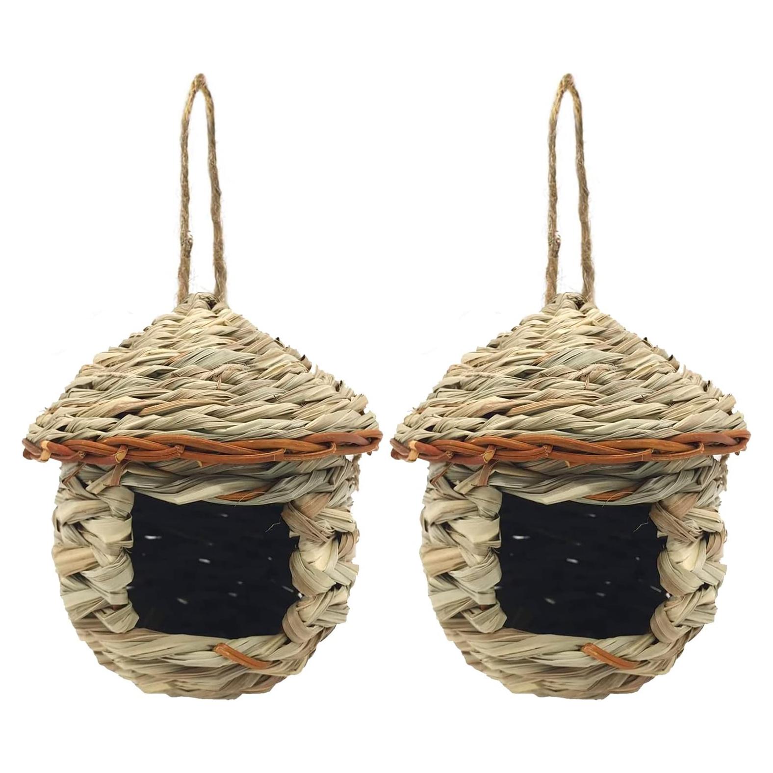 Casa de Colibrí Gute - Tejida a Mano de Hierba Natural - Set de 2