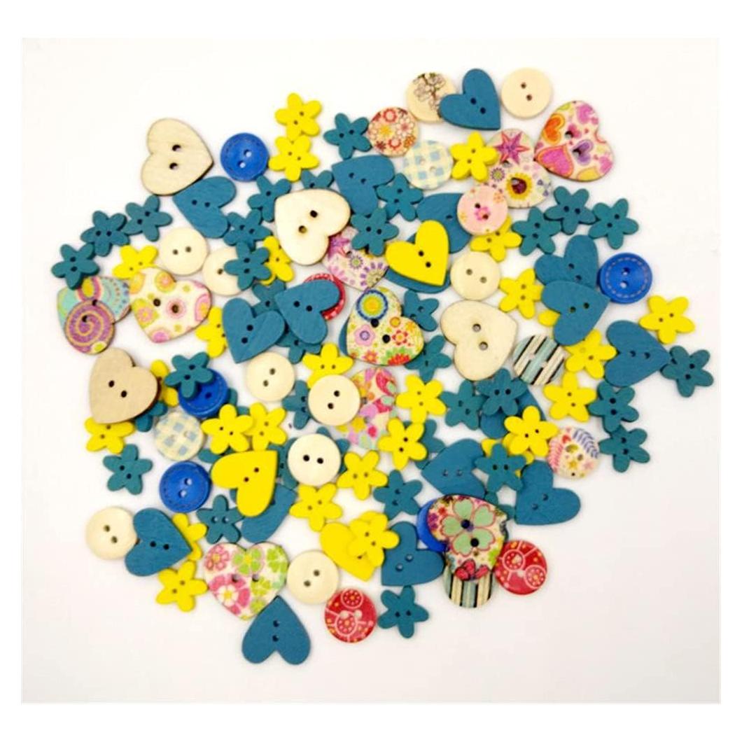 100 Botones de Madera Azul 15mm para Manualidades Vingol