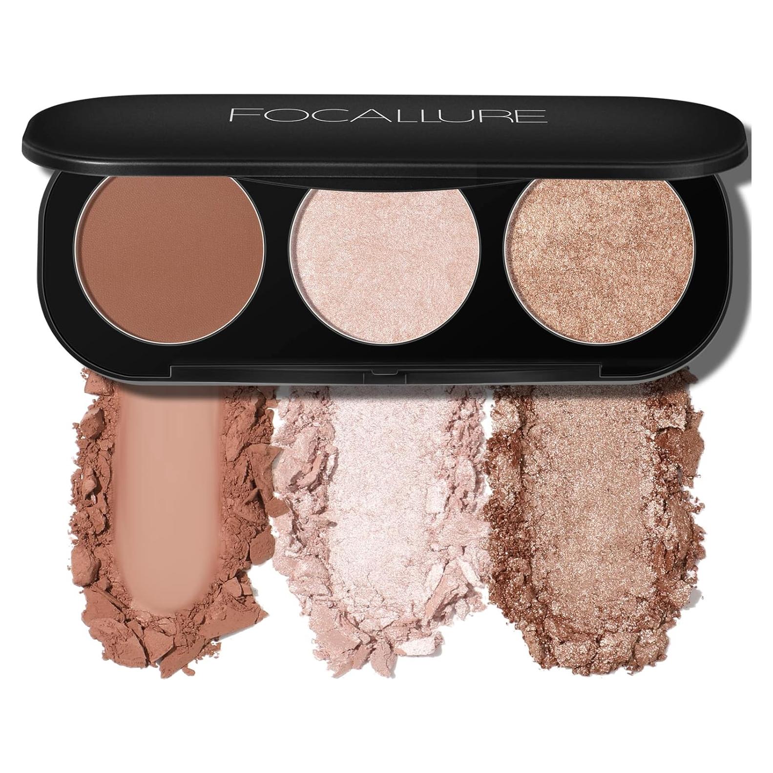 Paleta de Rubor e Iluminador FOCALLURE 3 en 1 #02 60g