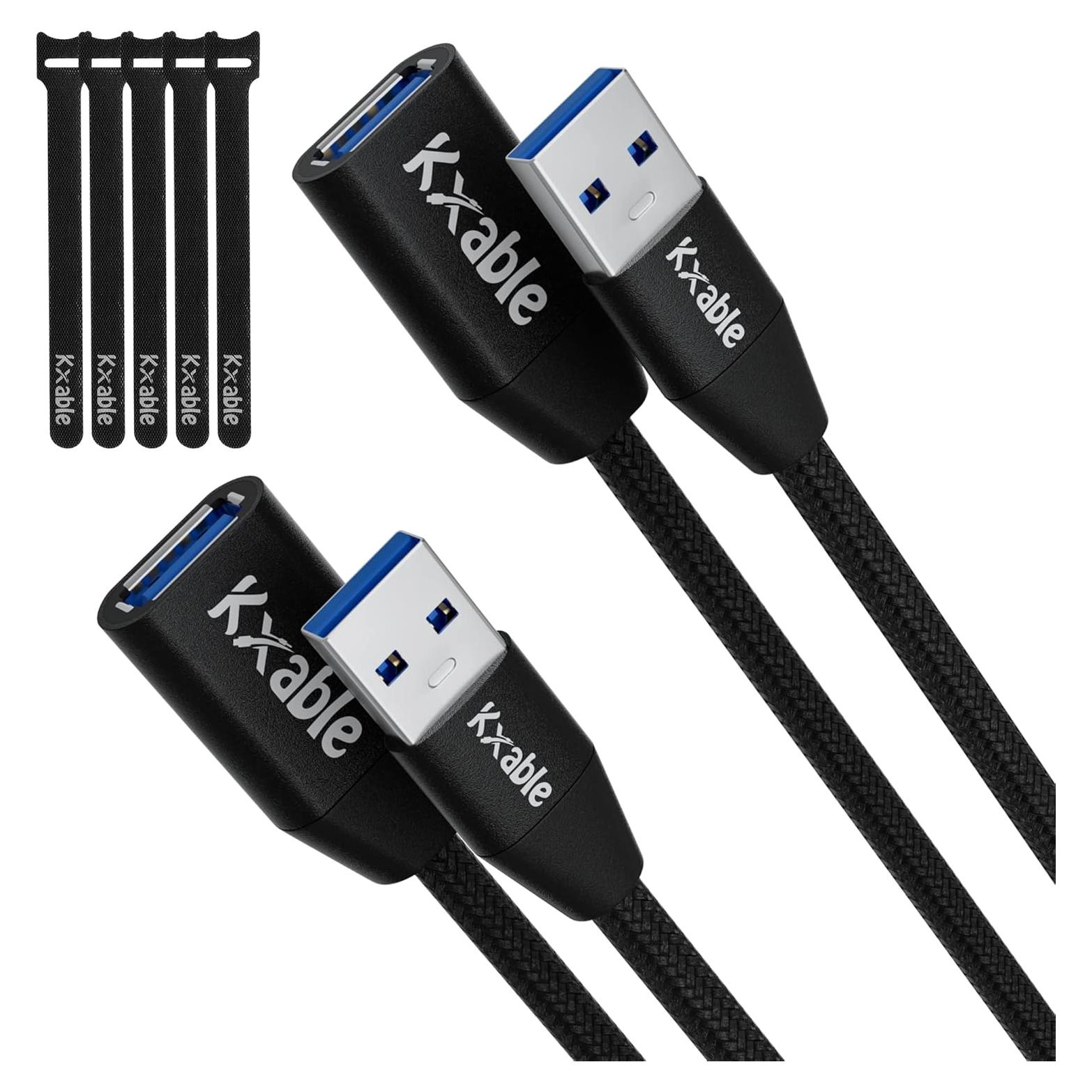 Cable de Extensión USB 3.0 Kxable 30cm (2 Paquete) Trenzado
