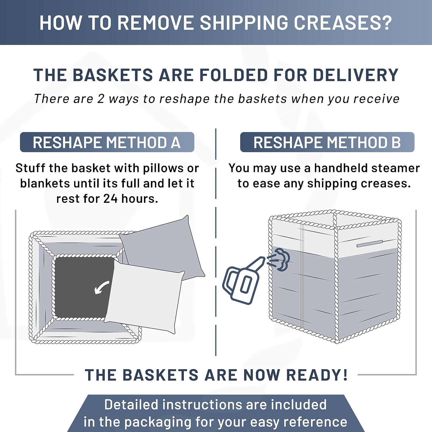 Cestas de Almacenamiento NaturalCozy 28x28x28 cm Paquete de 3