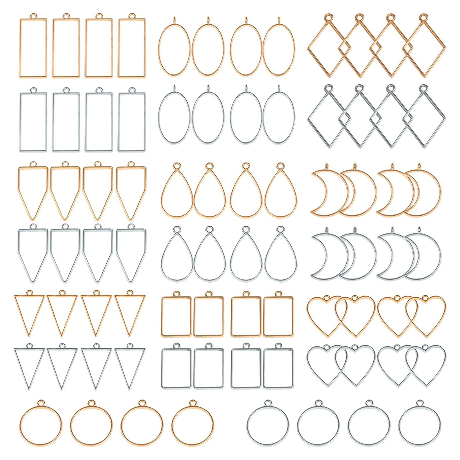 Moldes Abiertos para Resina 80 Pcs - Joyería DIY Oro y Blanco