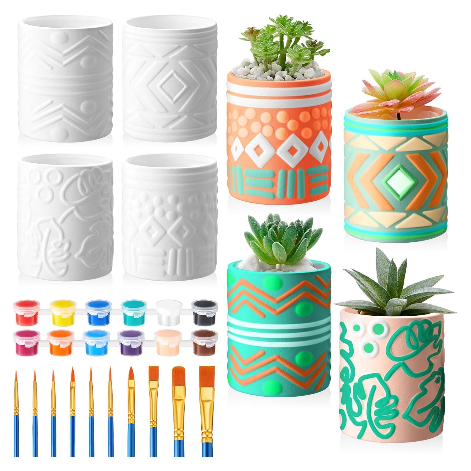 Kit de Pintura de Macetero DIY SiliFine - 8 Macetas Cerámicas