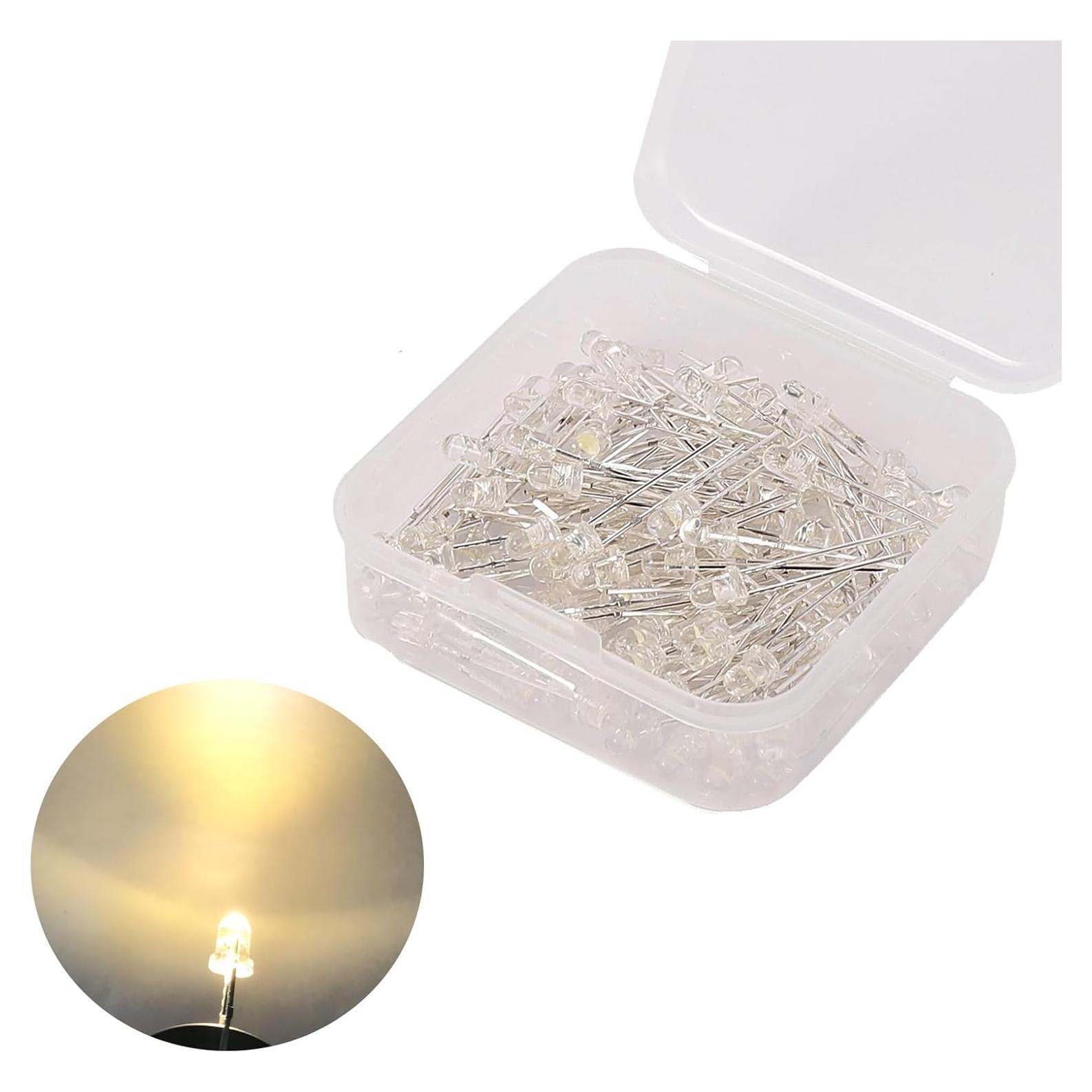 Luces LED 3mm Huadi 120Pcs Blanco Cálido 0.02kg