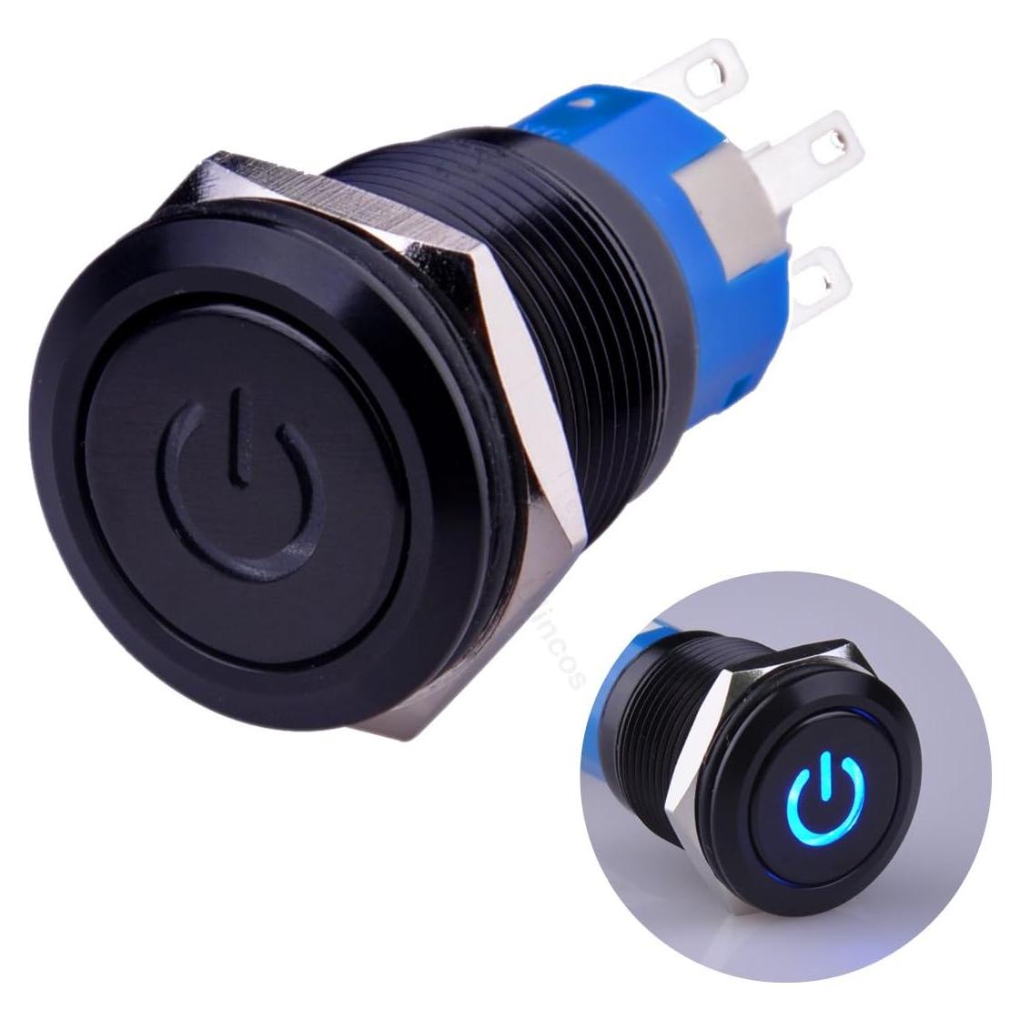 Interruptor pulsador Ulincos U19C1 1NO1NC SPDT 19mm LED azul