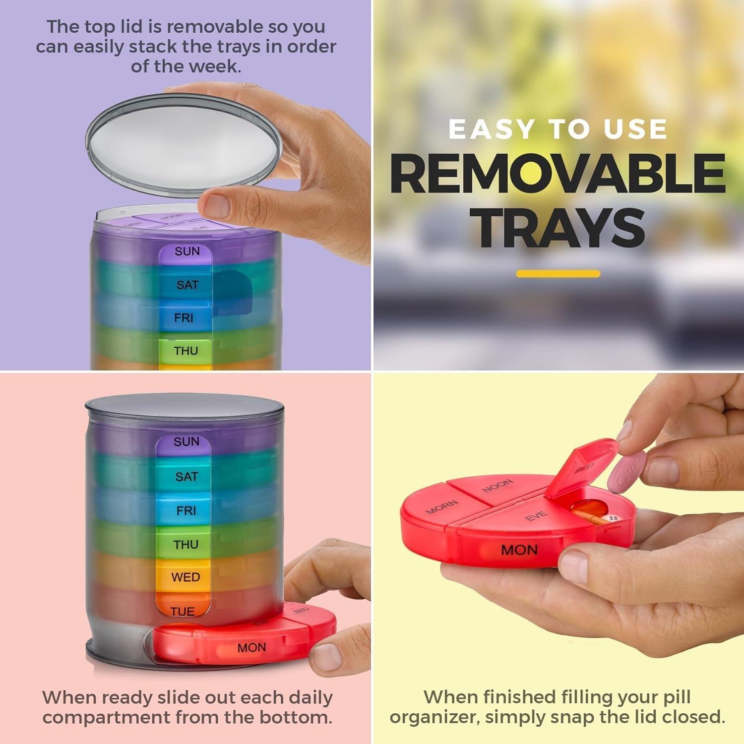 Organizador Semanal de Pastillas MEDca, 7 Compartimentos, Negro